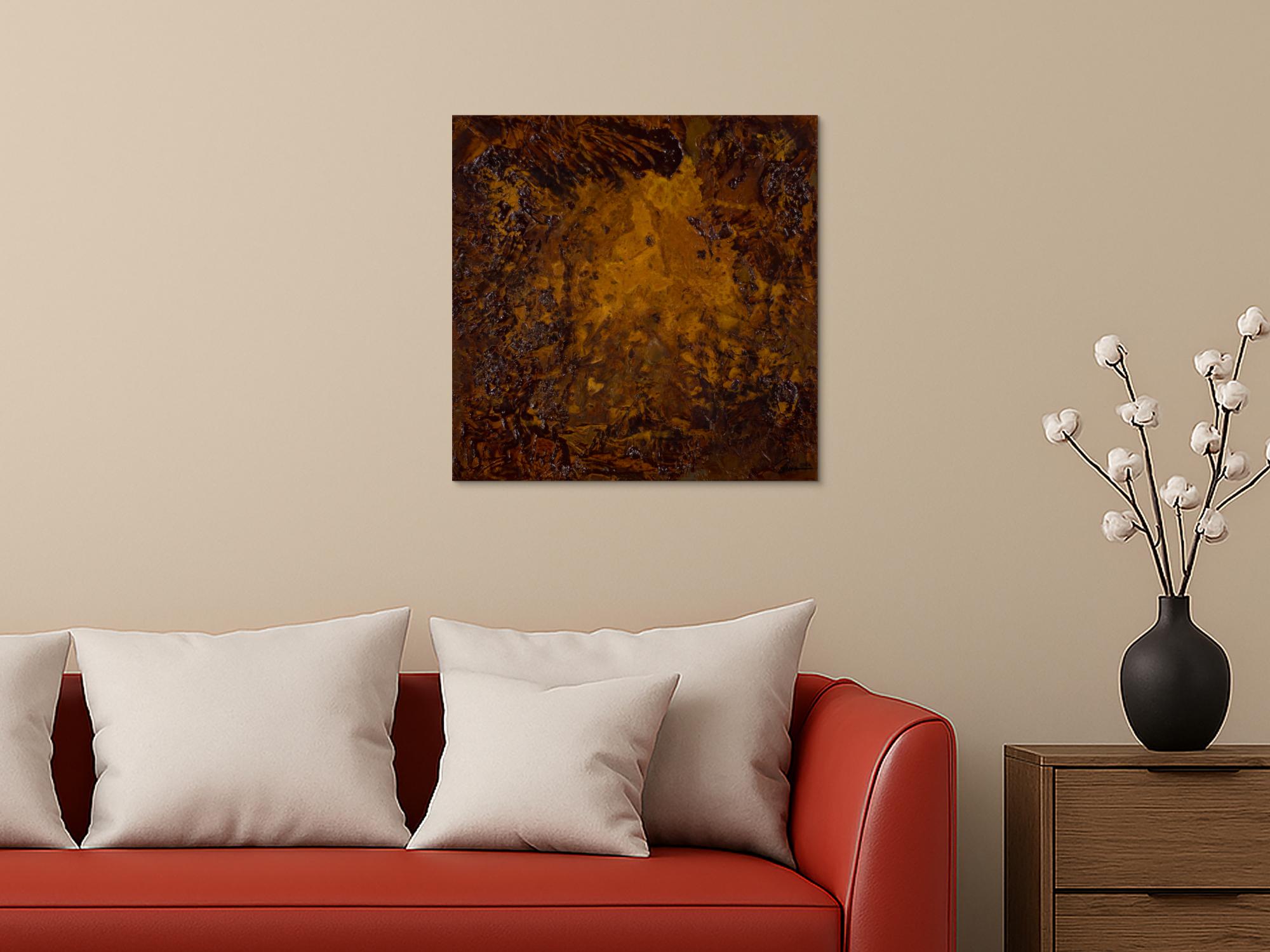 Rostkunst 60x60cm quadratisch – Abstraktes Original-Gemälde auf Leinwand