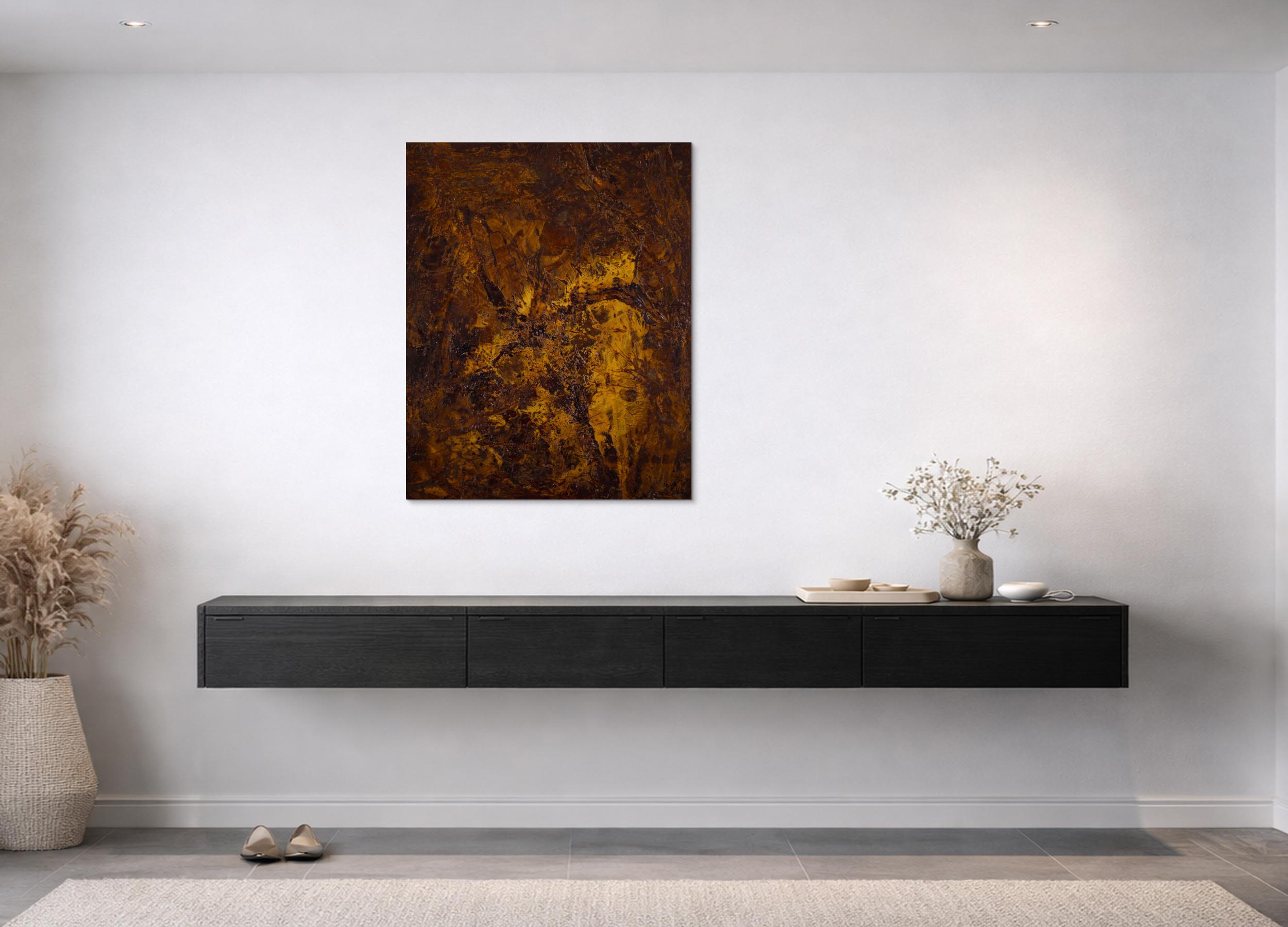 Rostbild auf Leinwand mit Struktur 100x80cm Hochformat – Abstraktes Original-Gemälde