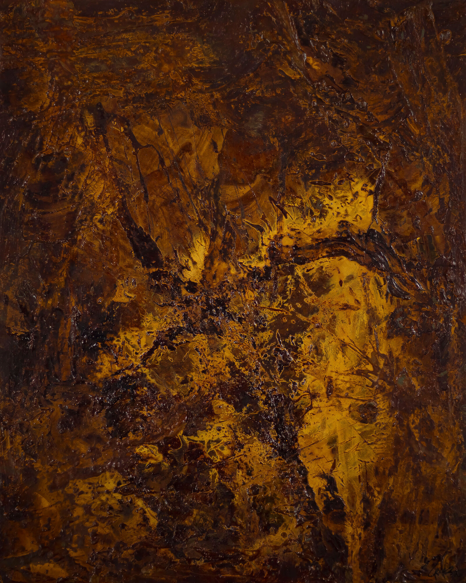 Rostbild auf Leinwand mit Struktur 100x80cm Hochformat – Abstraktes Original-Gemälde