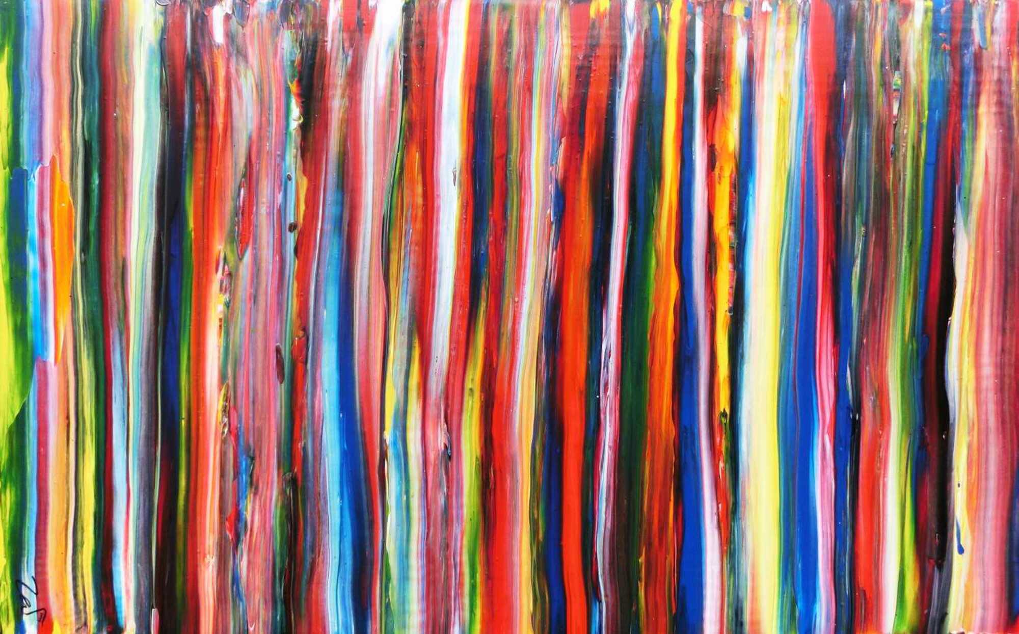 Abstraktes Acrylbild bunte Streifen modern