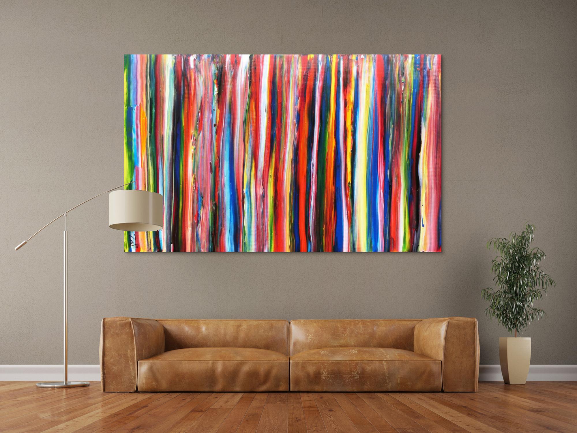 Abstraktes Acrylbild bunte Streifen modern