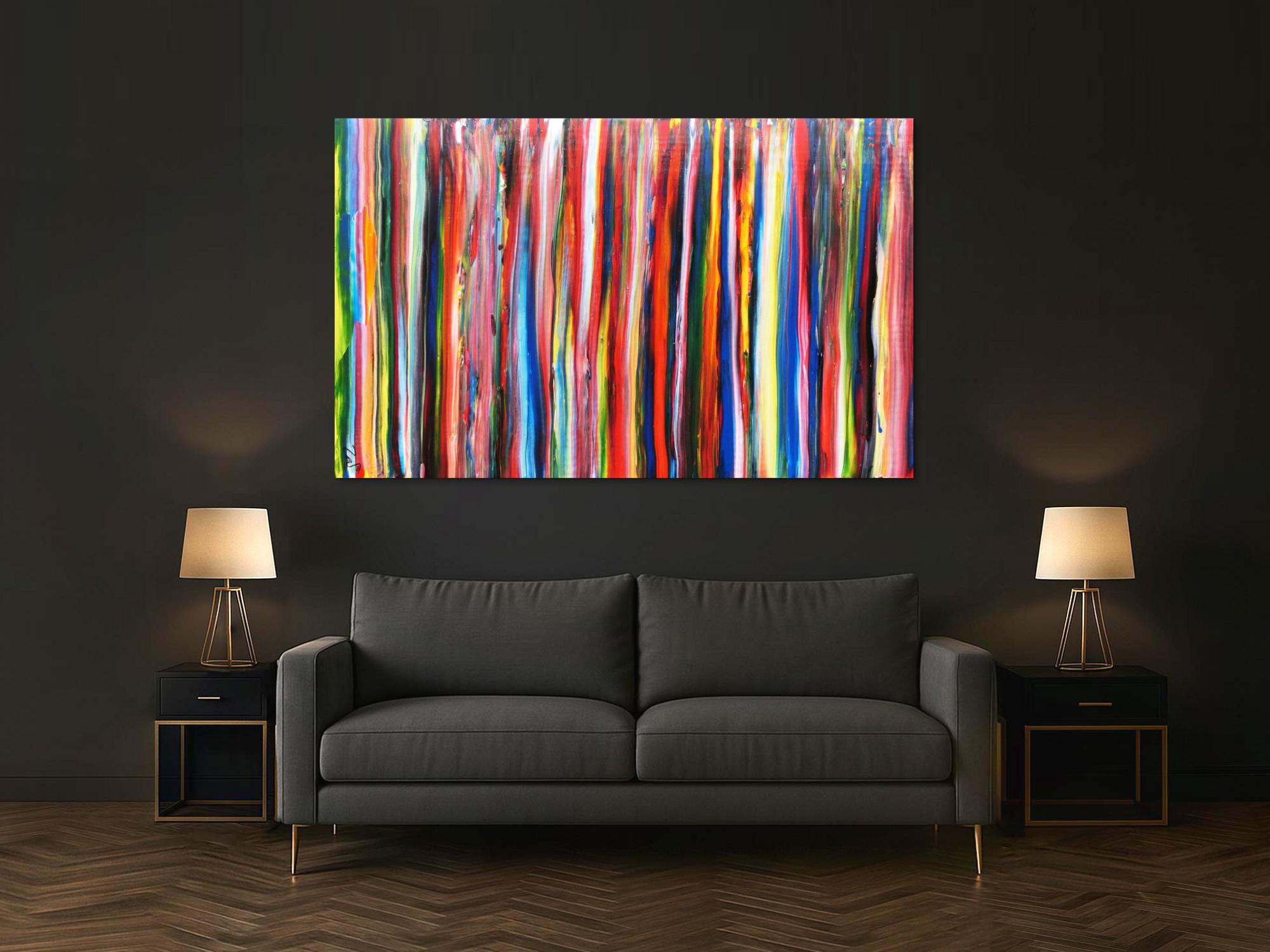 Abstraktes Acrylbild bunte Streifen modern