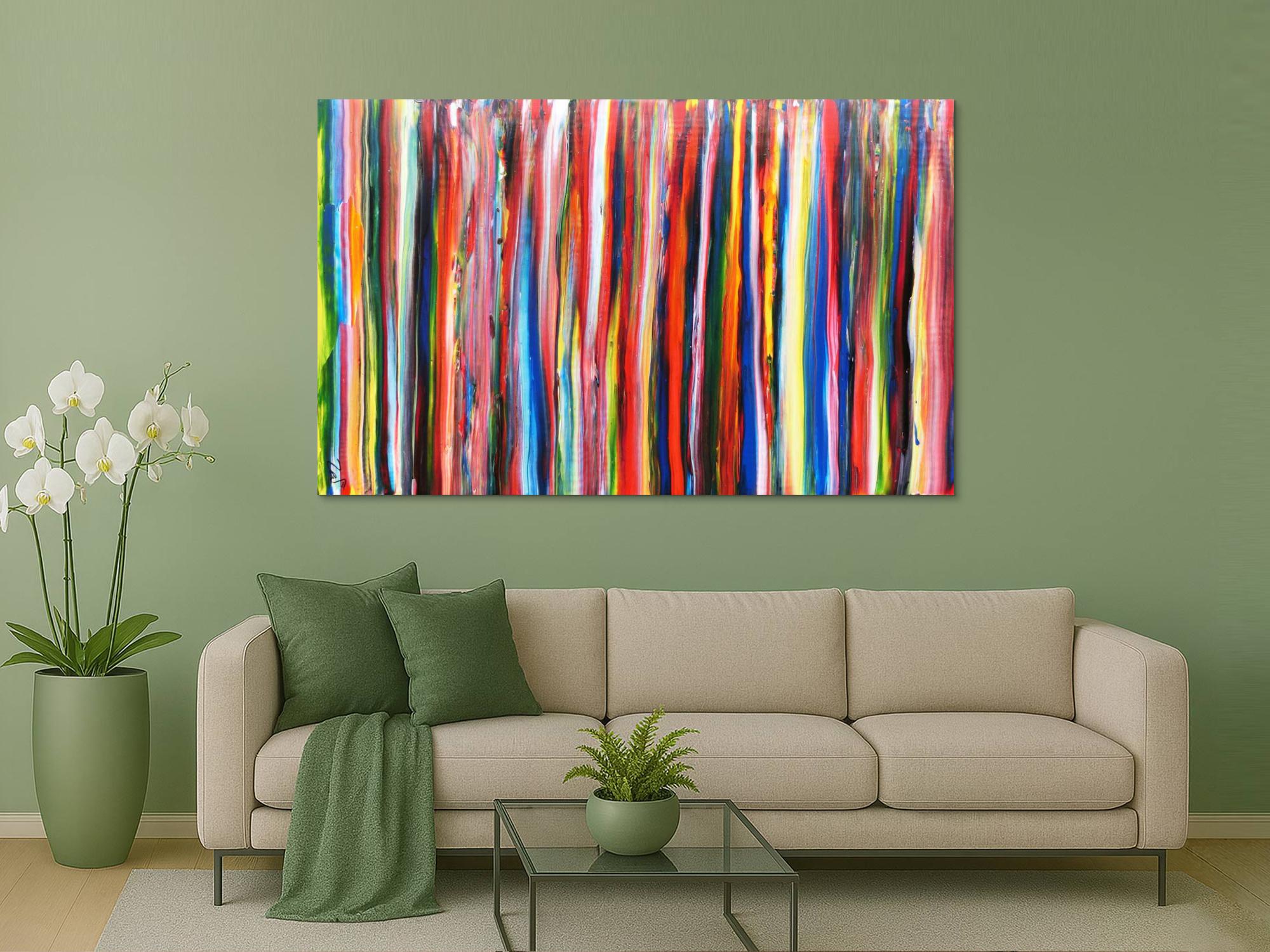 Abstraktes Acrylbild bunte Streifen modern