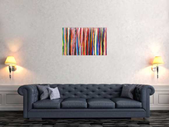 Abstraktes Acrylbild bunte Streifen modern