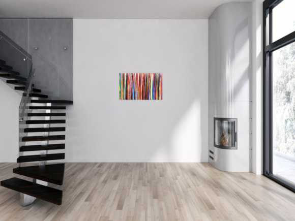 Abstraktes Acrylbild bunte Streifen modern