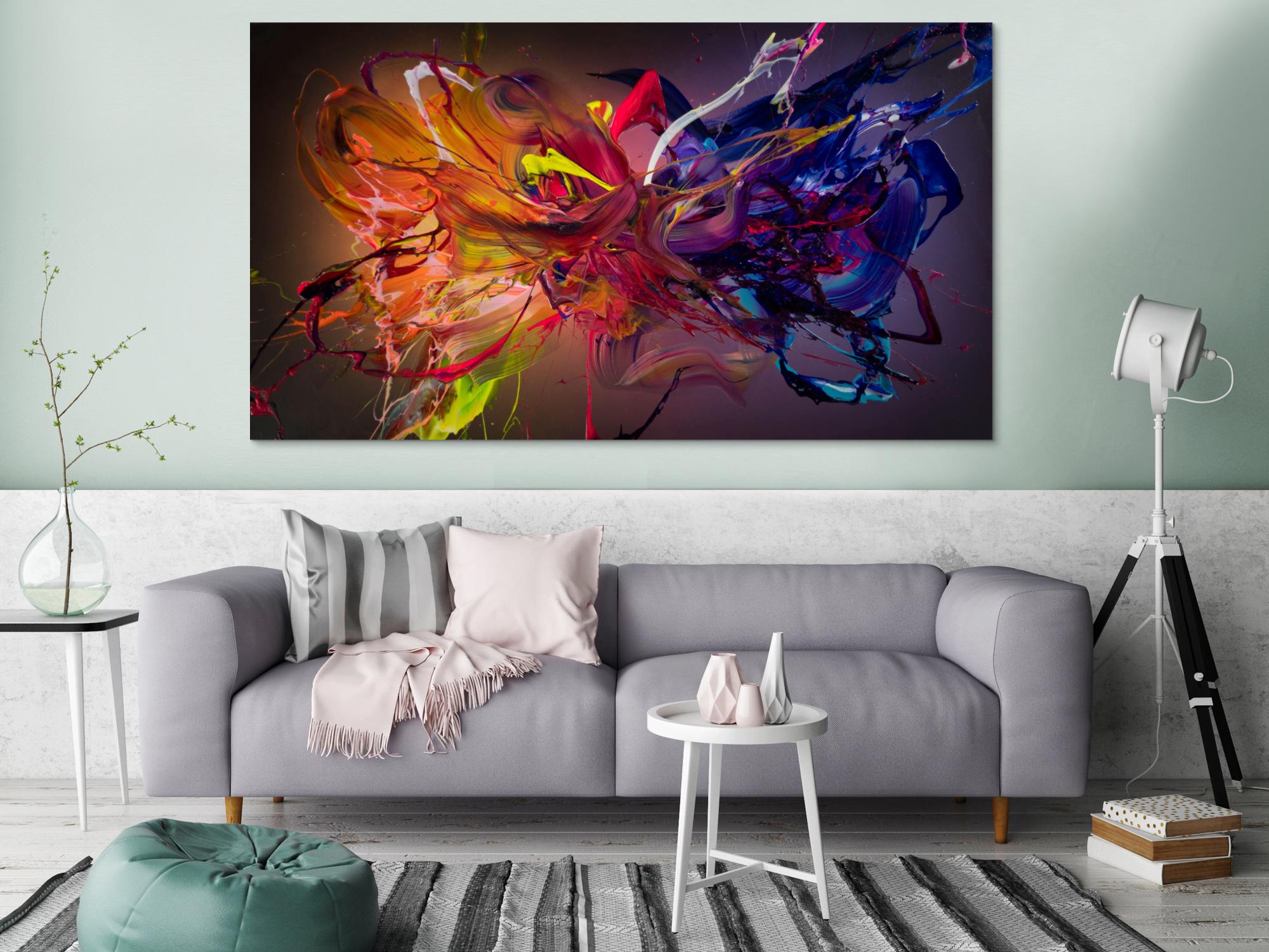 Abstraktes Original-Gemälde Orange Rot Violett 3D Effekt Acryl 100x180cm Querformat