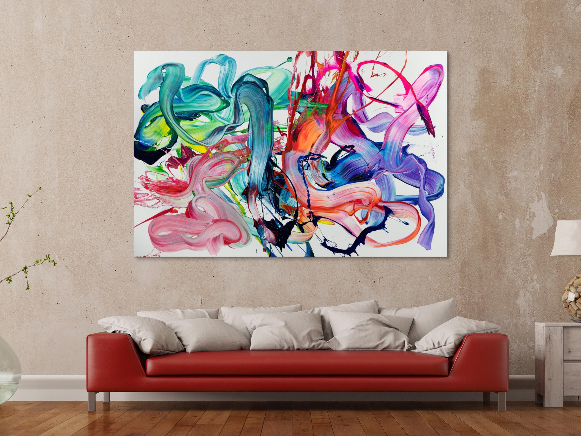 Abstraktes Original-Gemälde 120x180cm Querformat sehr bunt Pinselstriche