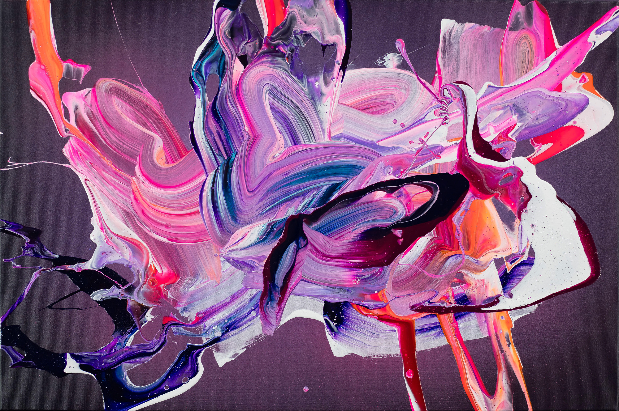 Abstraktes Original-Gemälde 40x60cm Querformat Violett Pink Rosa auf Leinwand
