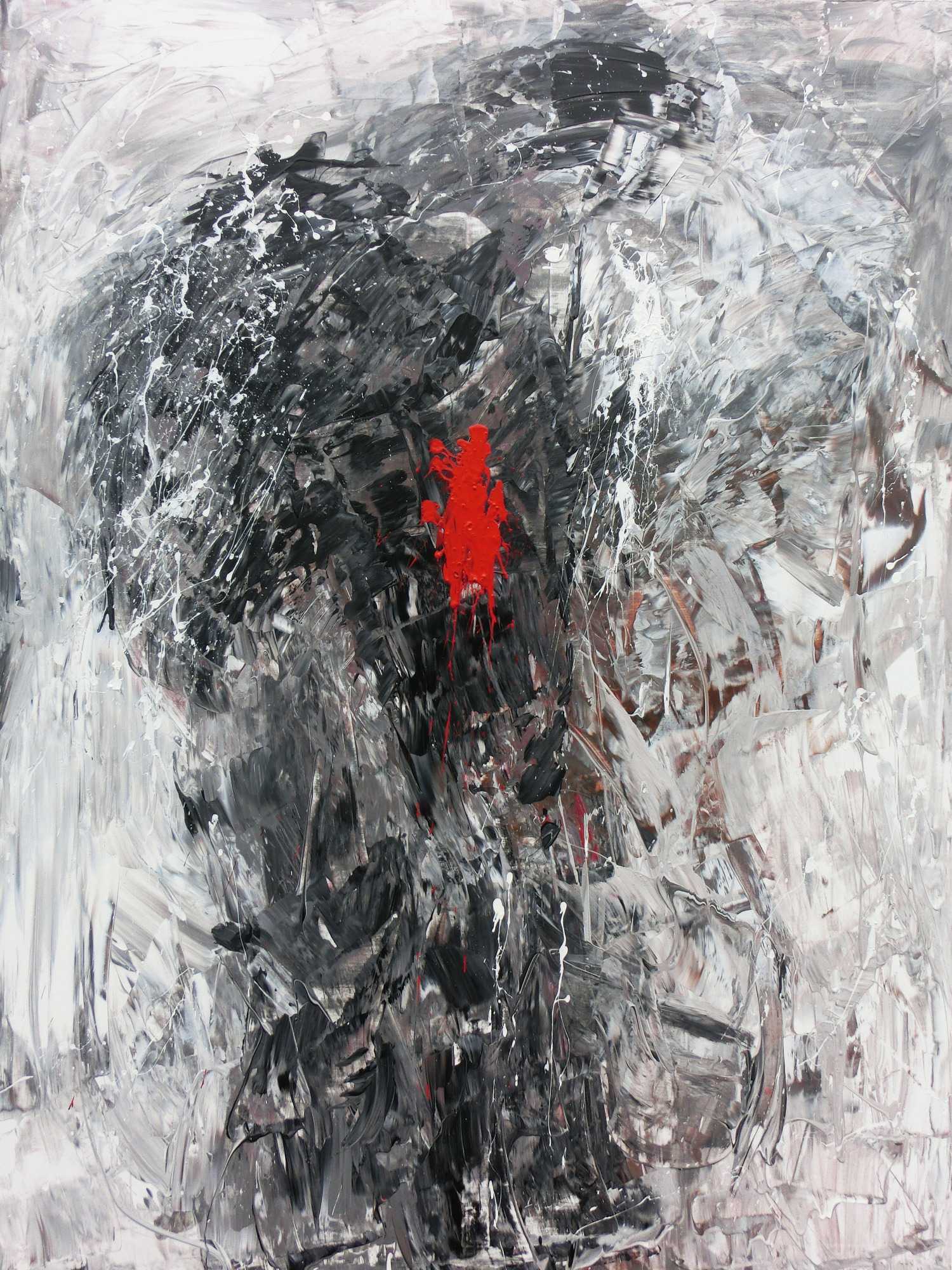 Modernes Acrylgemälde abstrakt grau und rot