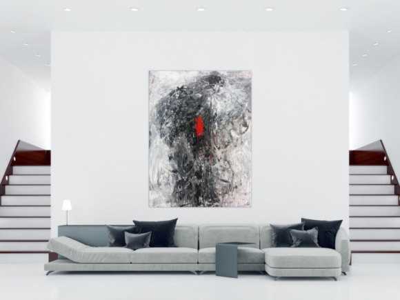 Modernes Acrylgemälde abstrakt grau und rot