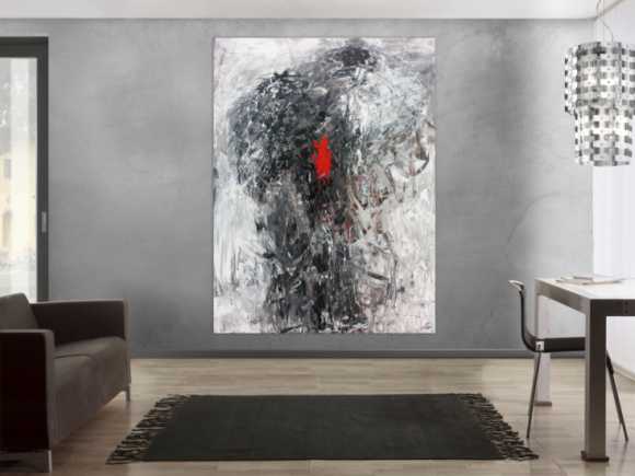 Modernes Acrylgemälde abstrakt grau und rot