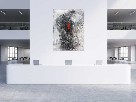 Modernes Acrylgemälde abstrakt grau und rot