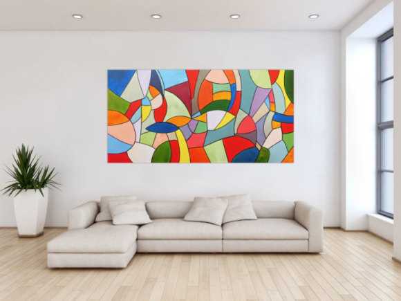 Abstraktes Acrylbild bunt modern viele Farben