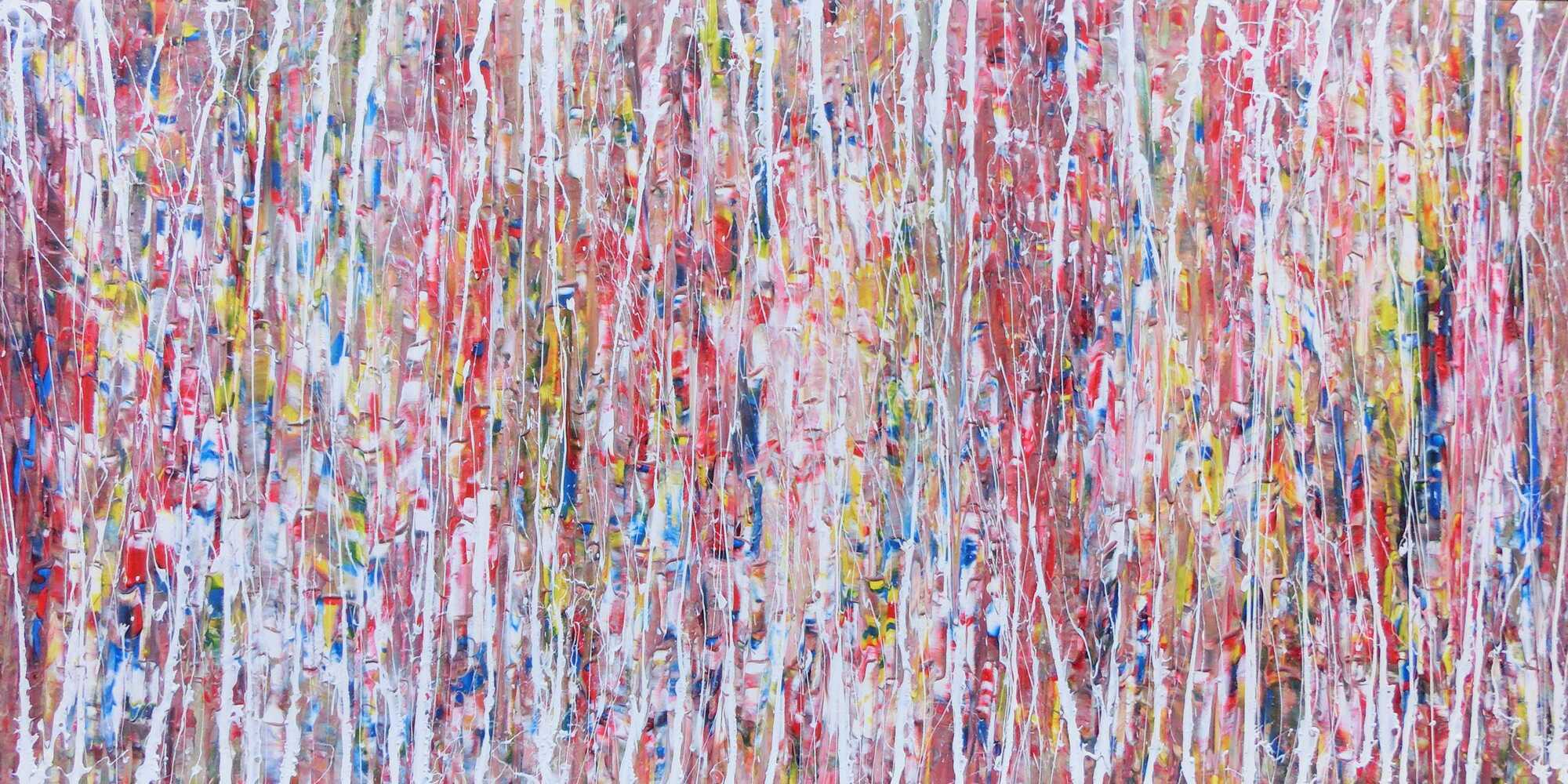 Abstraktes Acrylbild hell mit bunten Farben