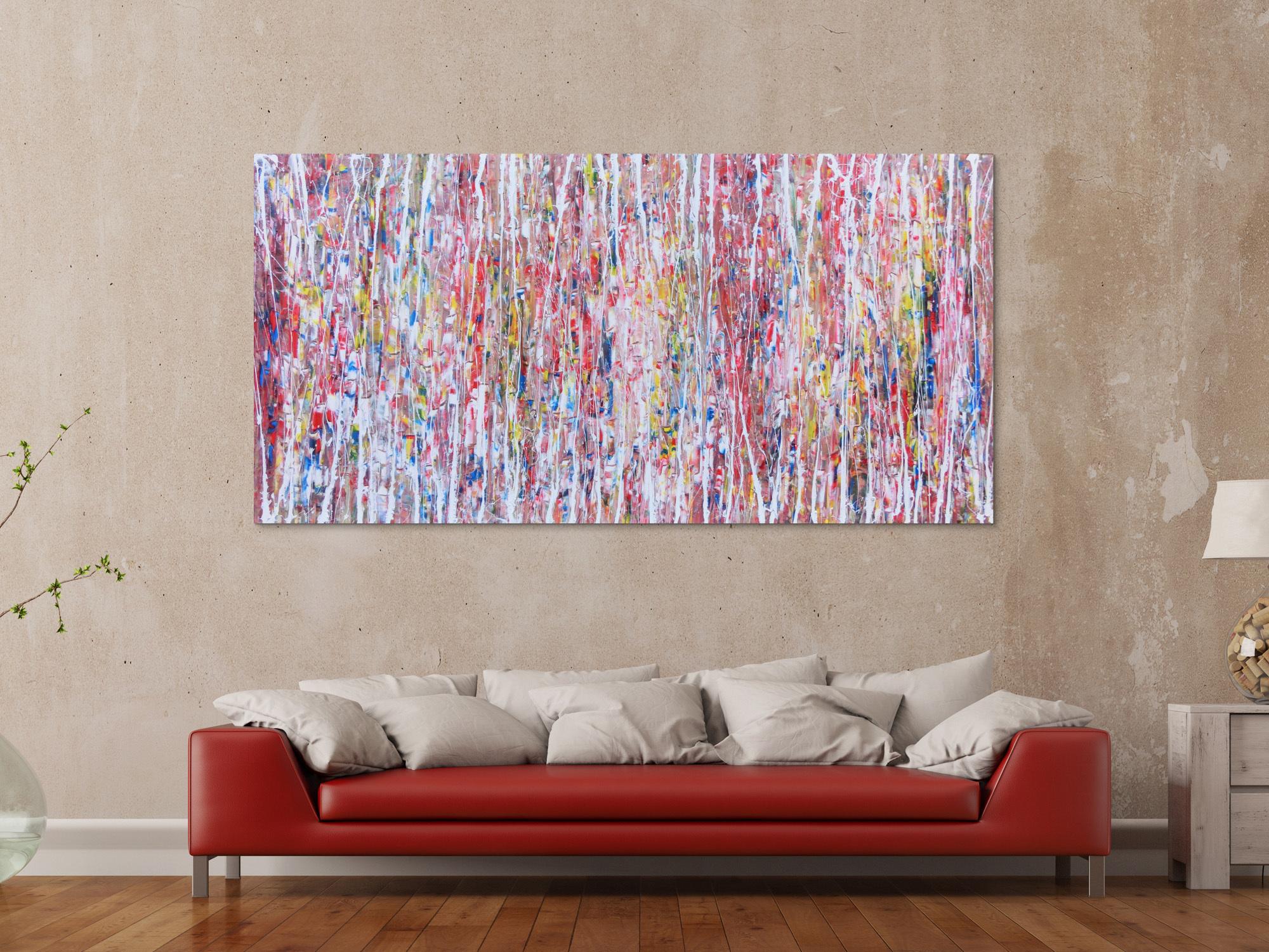 Abstraktes Acrylbild hell mit bunten Farben