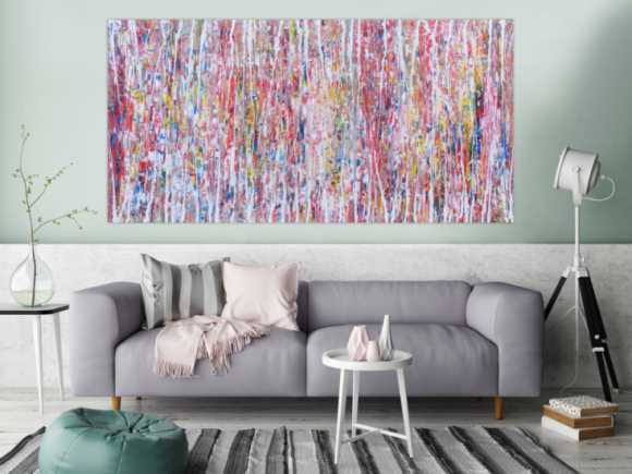 Abstraktes Acrylbild hell mit bunten Farben