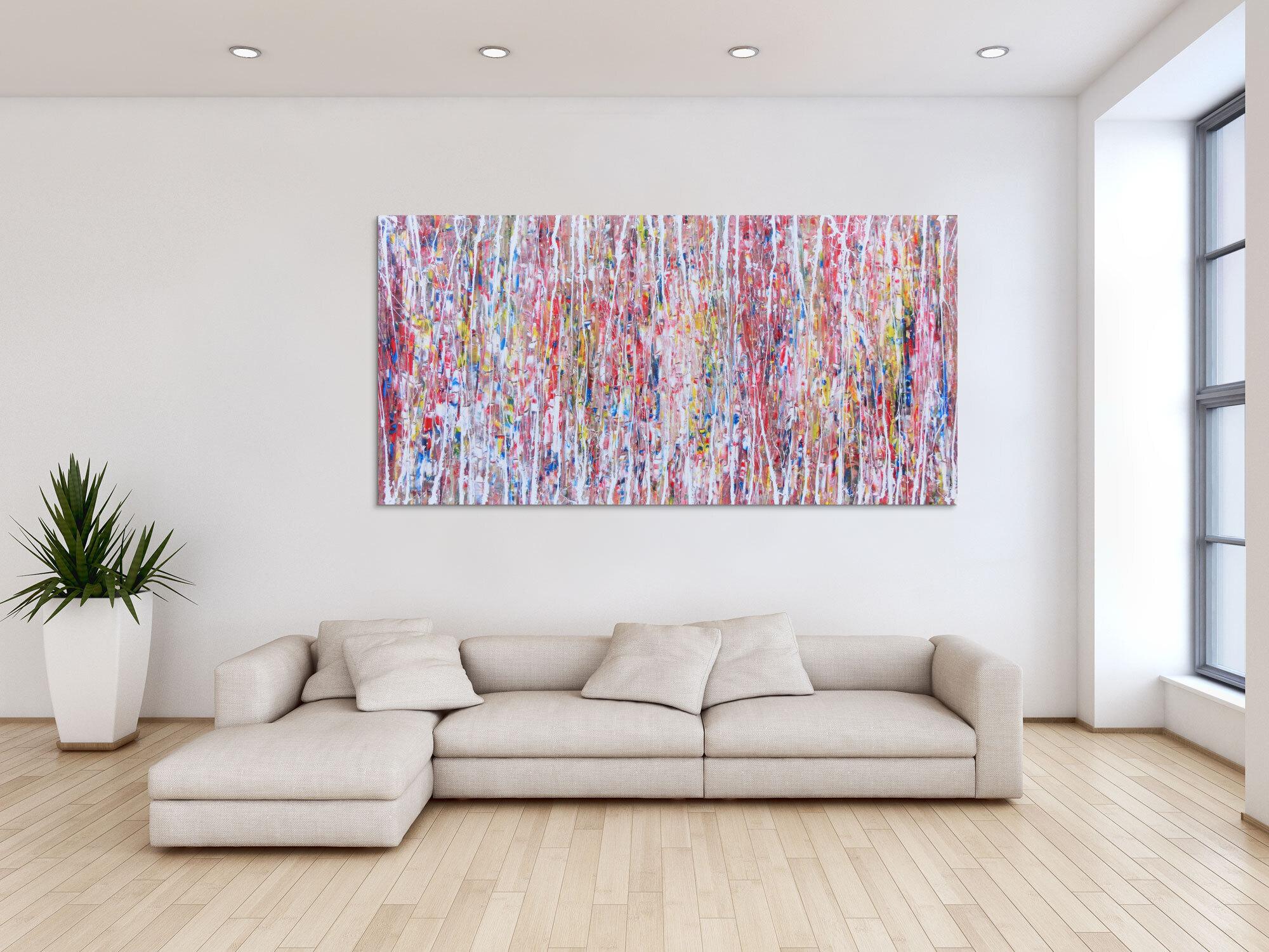 Abstraktes Acrylbild hell mit bunten Farben