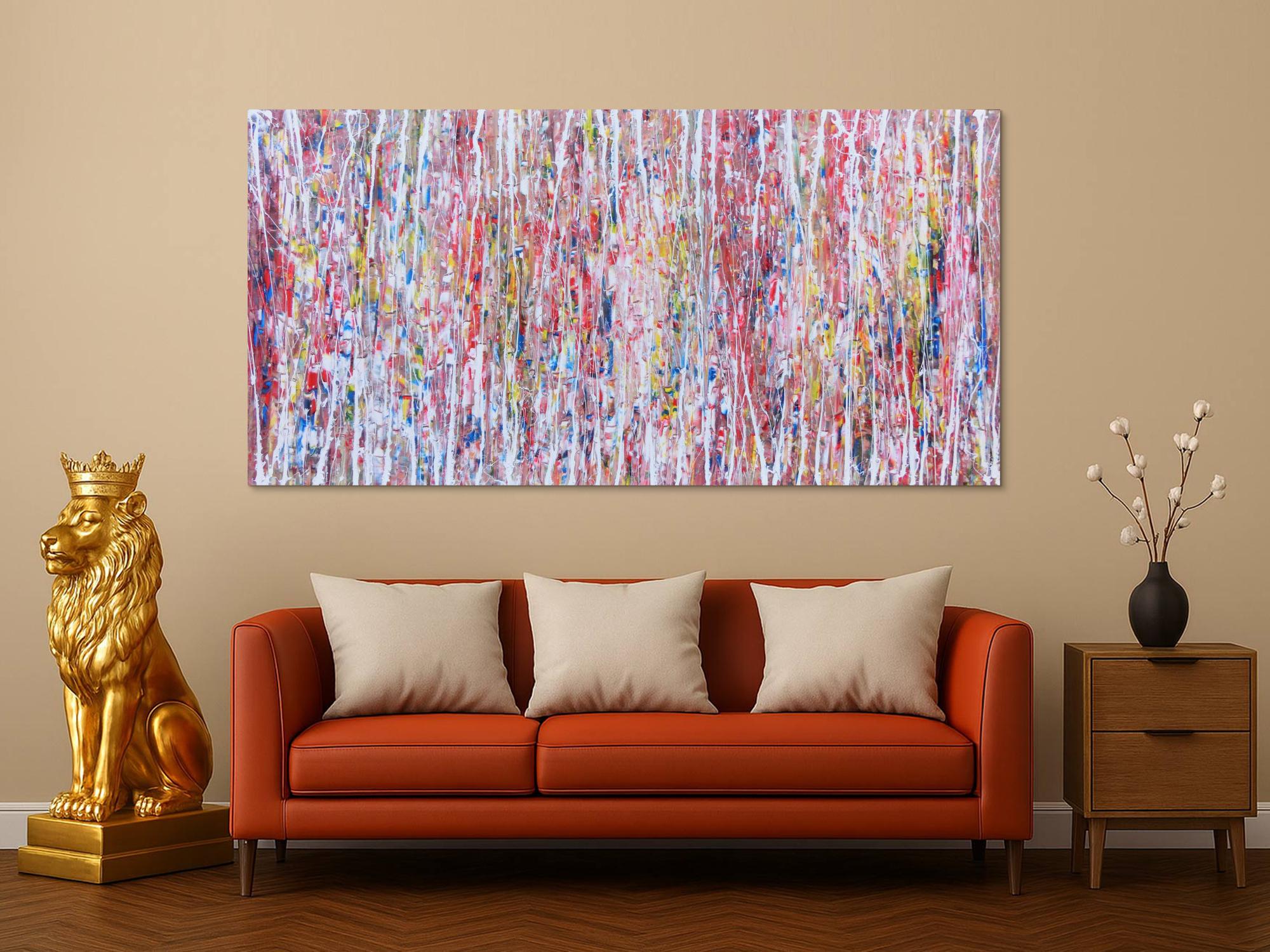 Abstraktes Acrylbild hell mit bunten Farben