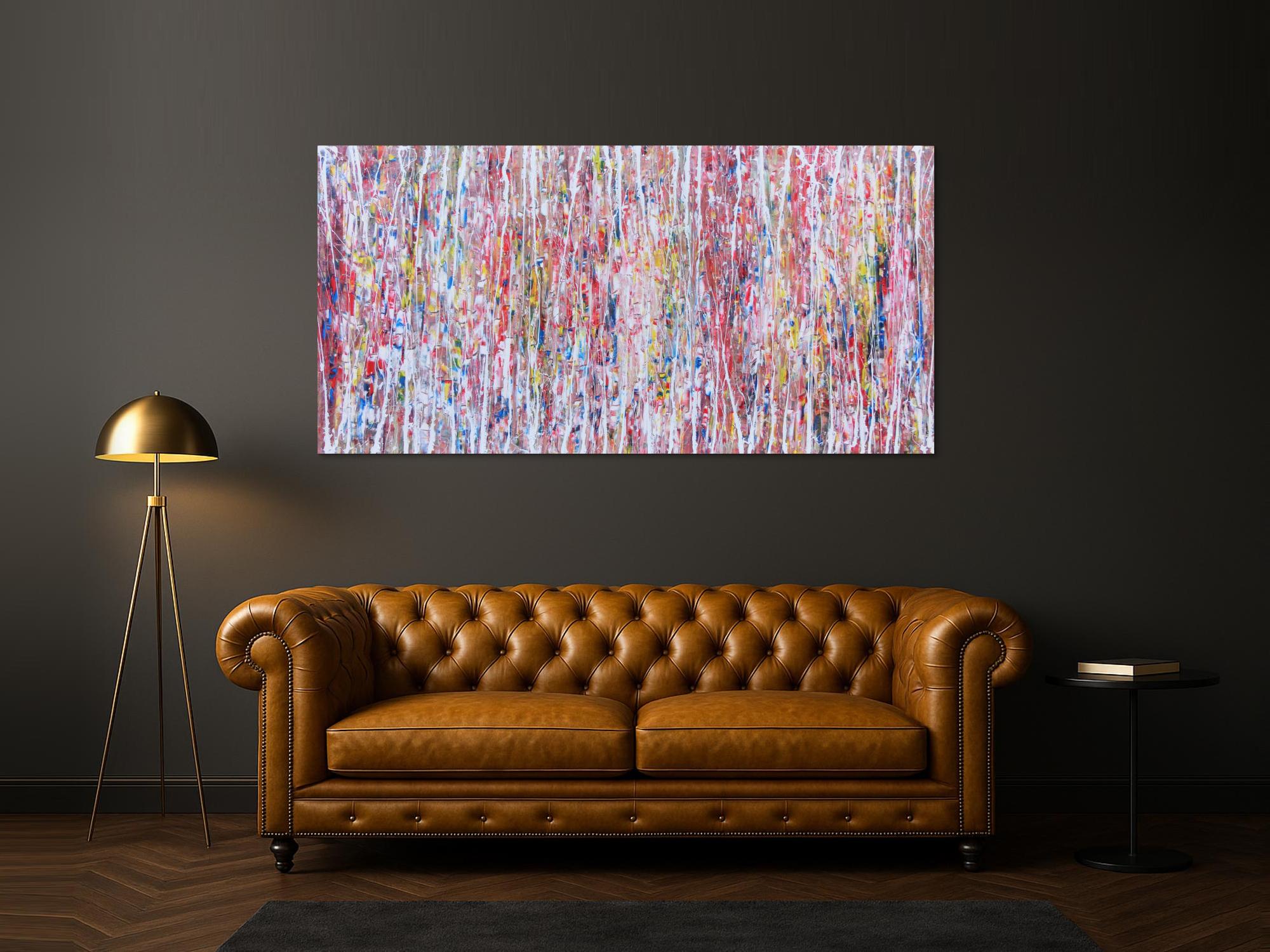 Abstraktes Acrylbild hell mit bunten Farben