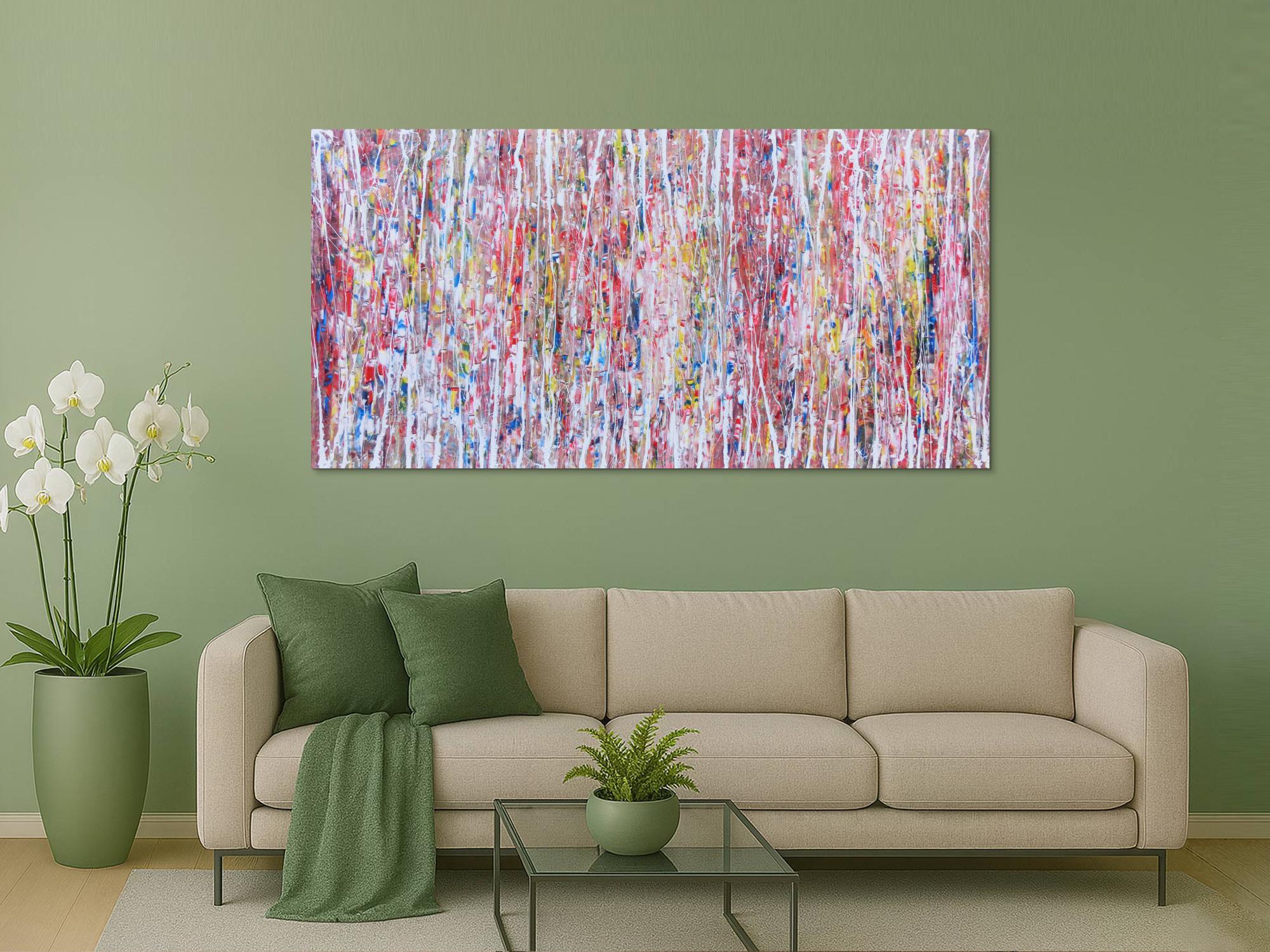 Abstraktes Acrylbild hell mit bunten Farben