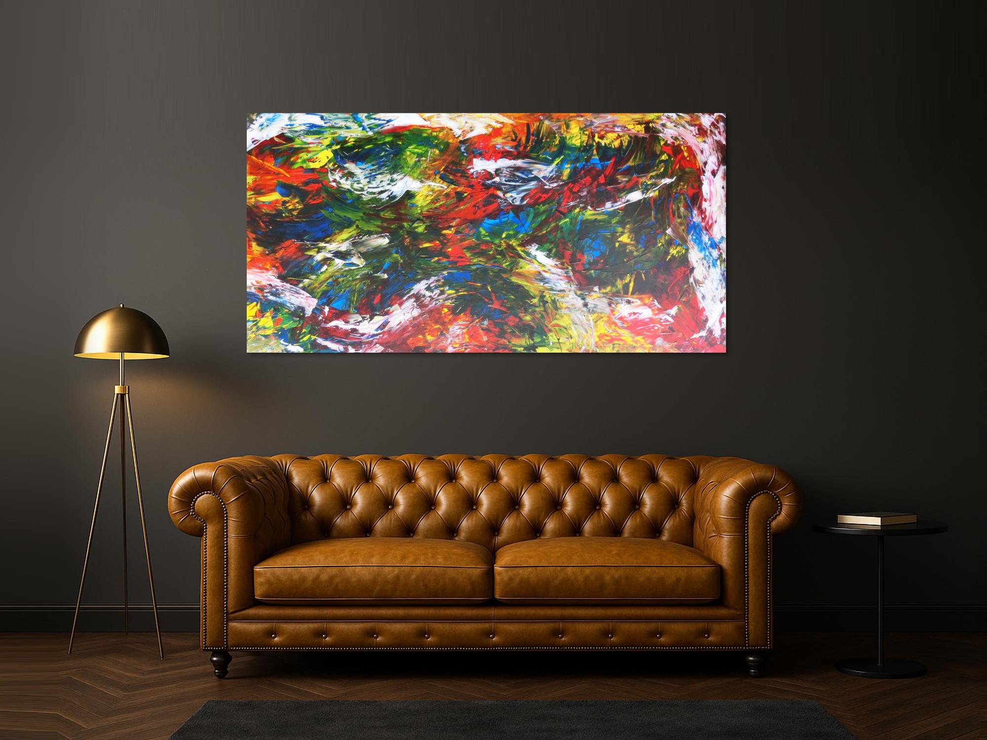 Abstraktes Gemälde sehr bunt Spachteltechnik modern zeitgenössisch expressionistisch