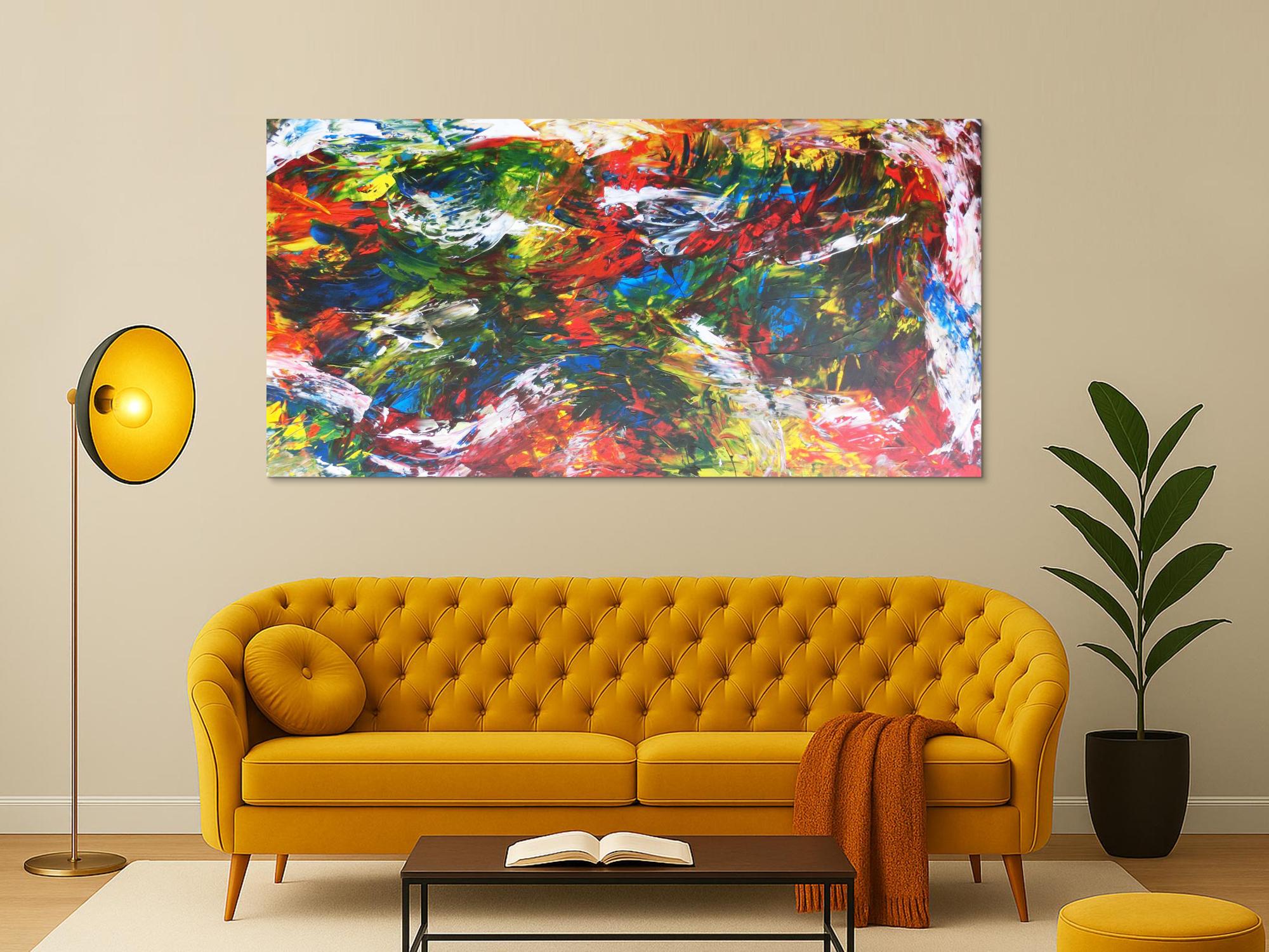 Abstraktes Gemälde sehr bunt Spachteltechnik modern zeitgenössisch expressionistisch