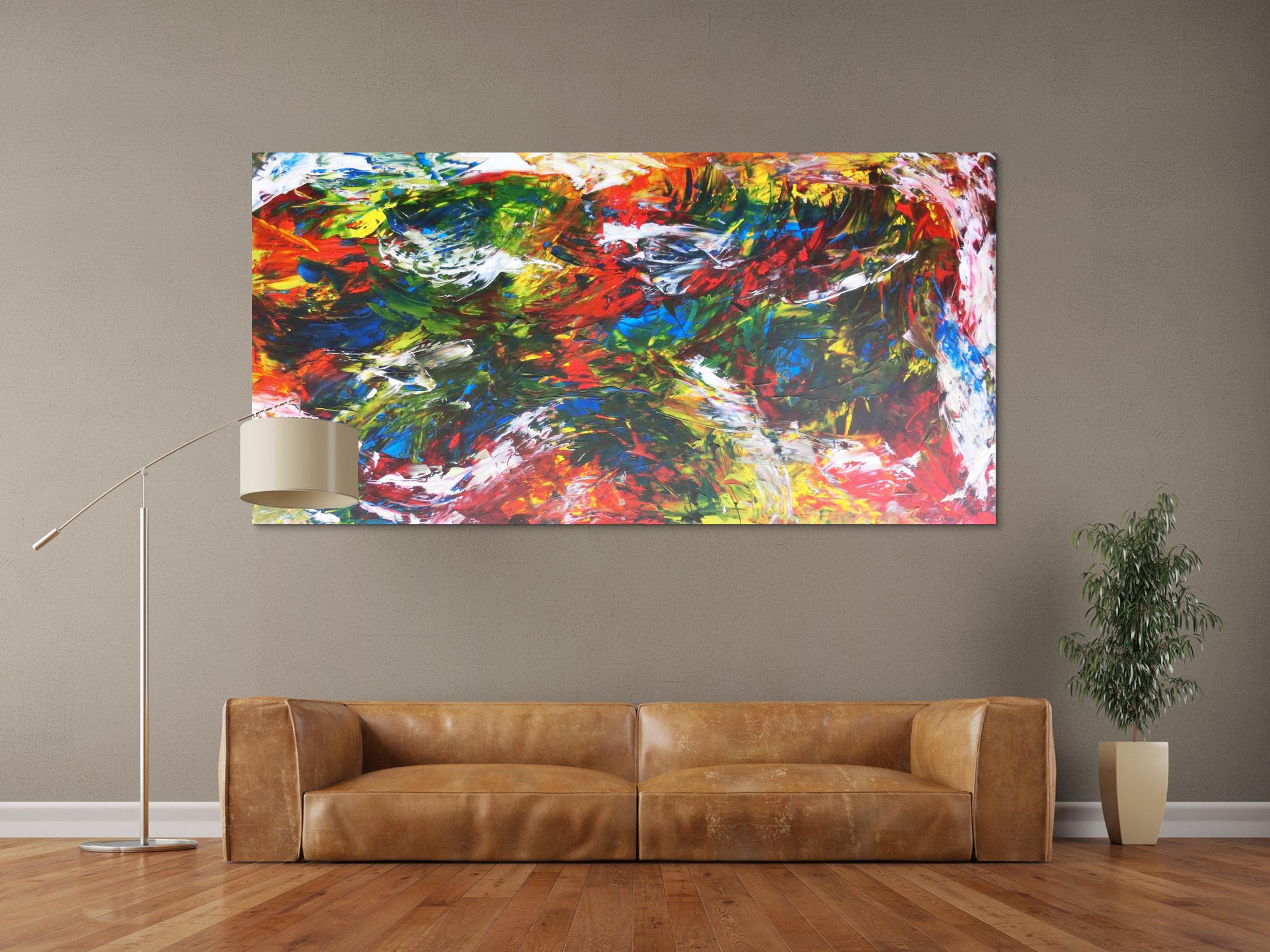 Abstraktes Gemälde sehr bunt Spachteltechnik modern zeitgenössisch expressionistisch