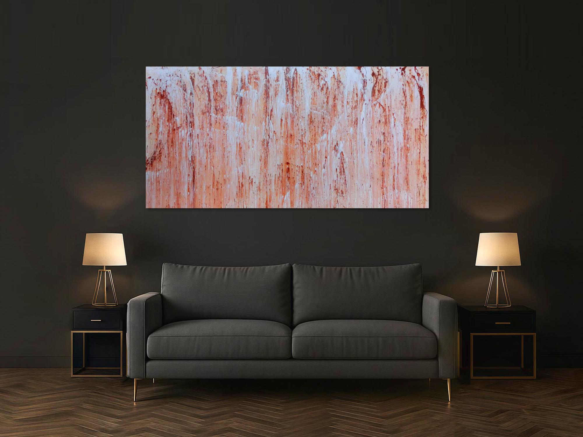 Abstraktes Acrylbils beige weiß braun modern groß