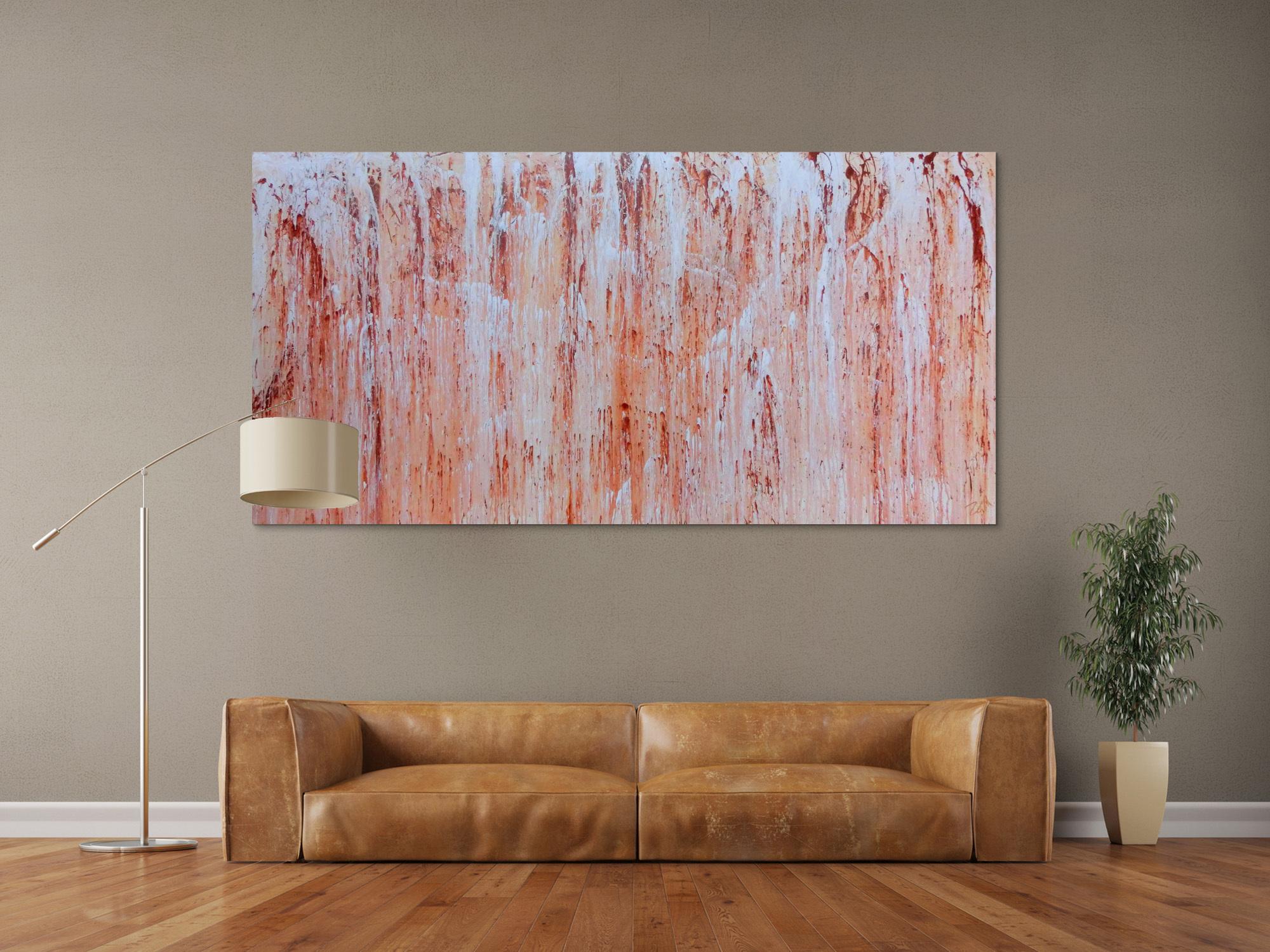 Abstraktes Acrylbils beige weiß braun modern groß