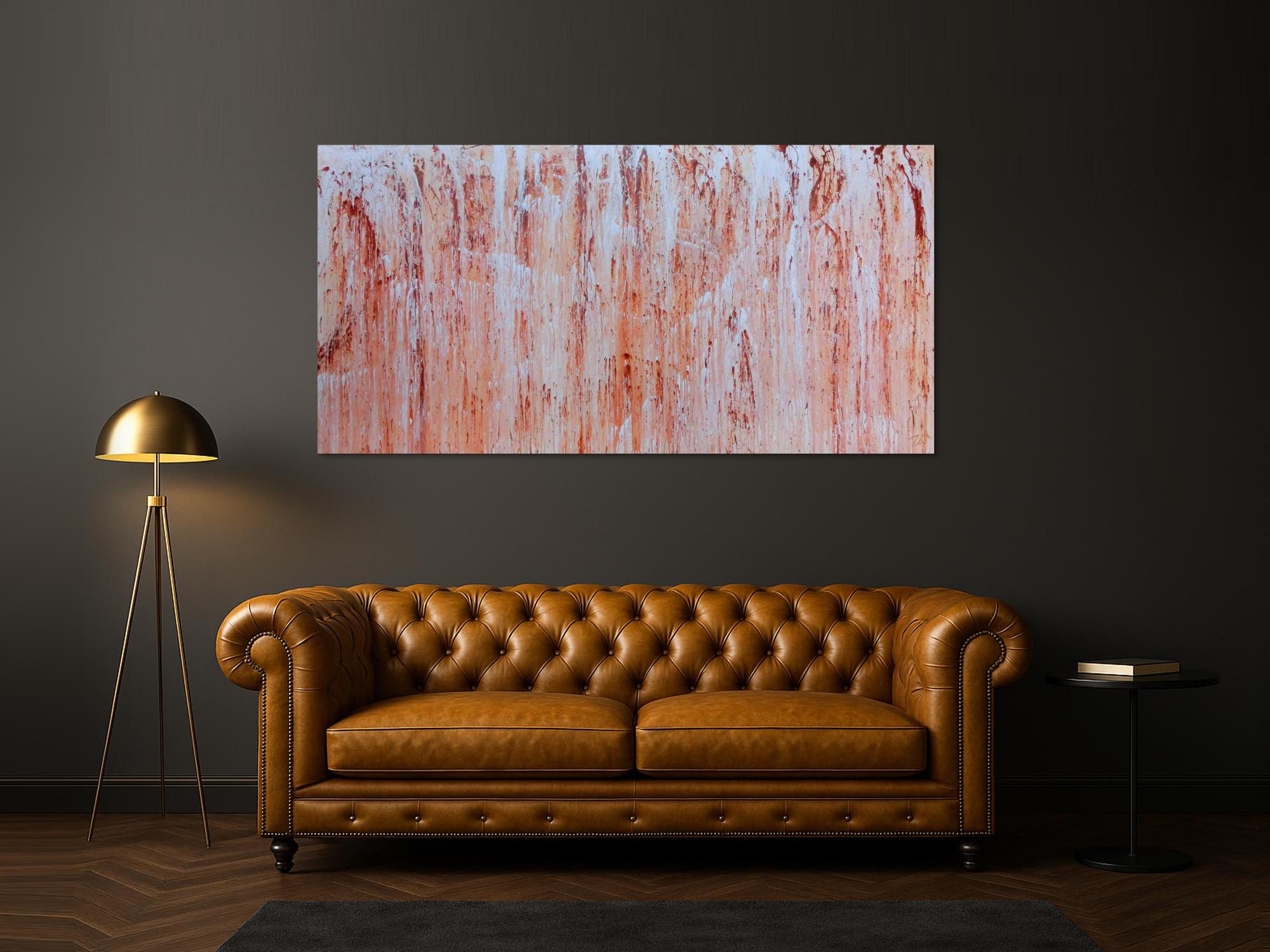 Abstraktes Acrylbils beige weiß braun modern groß