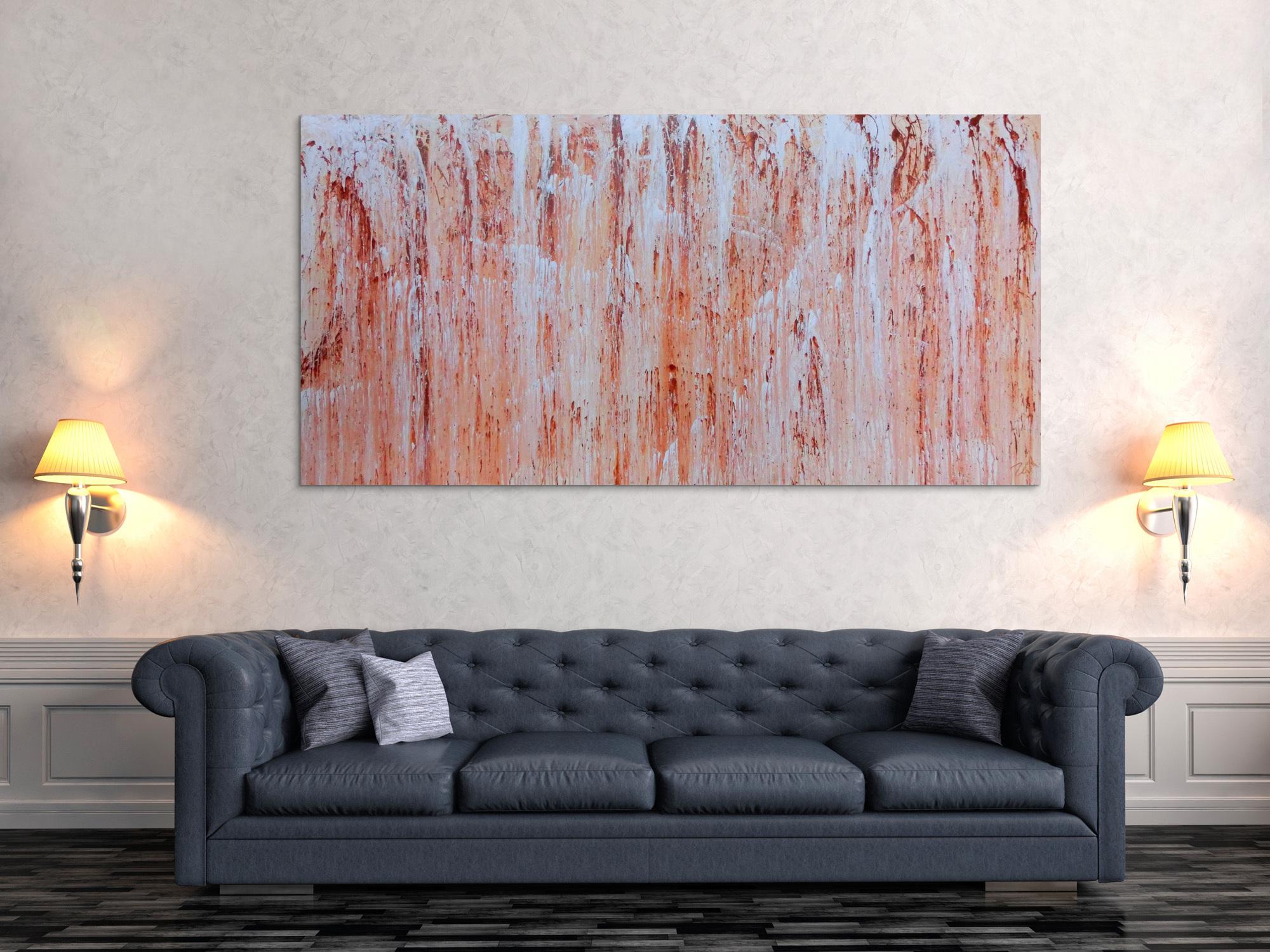 Abstraktes Acrylbils beige weiß braun modern groß