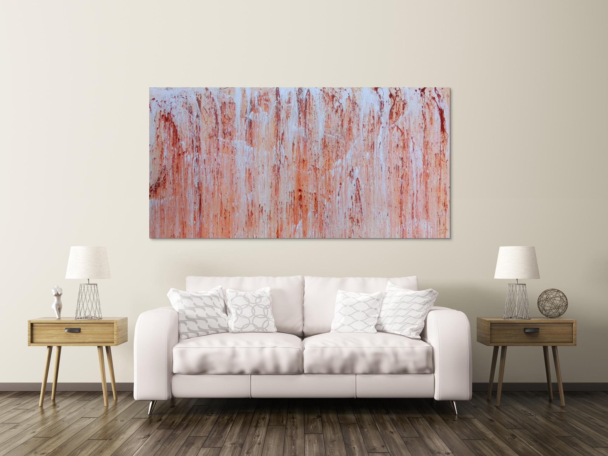 Abstraktes Acrylbils beige weiß braun modern groß