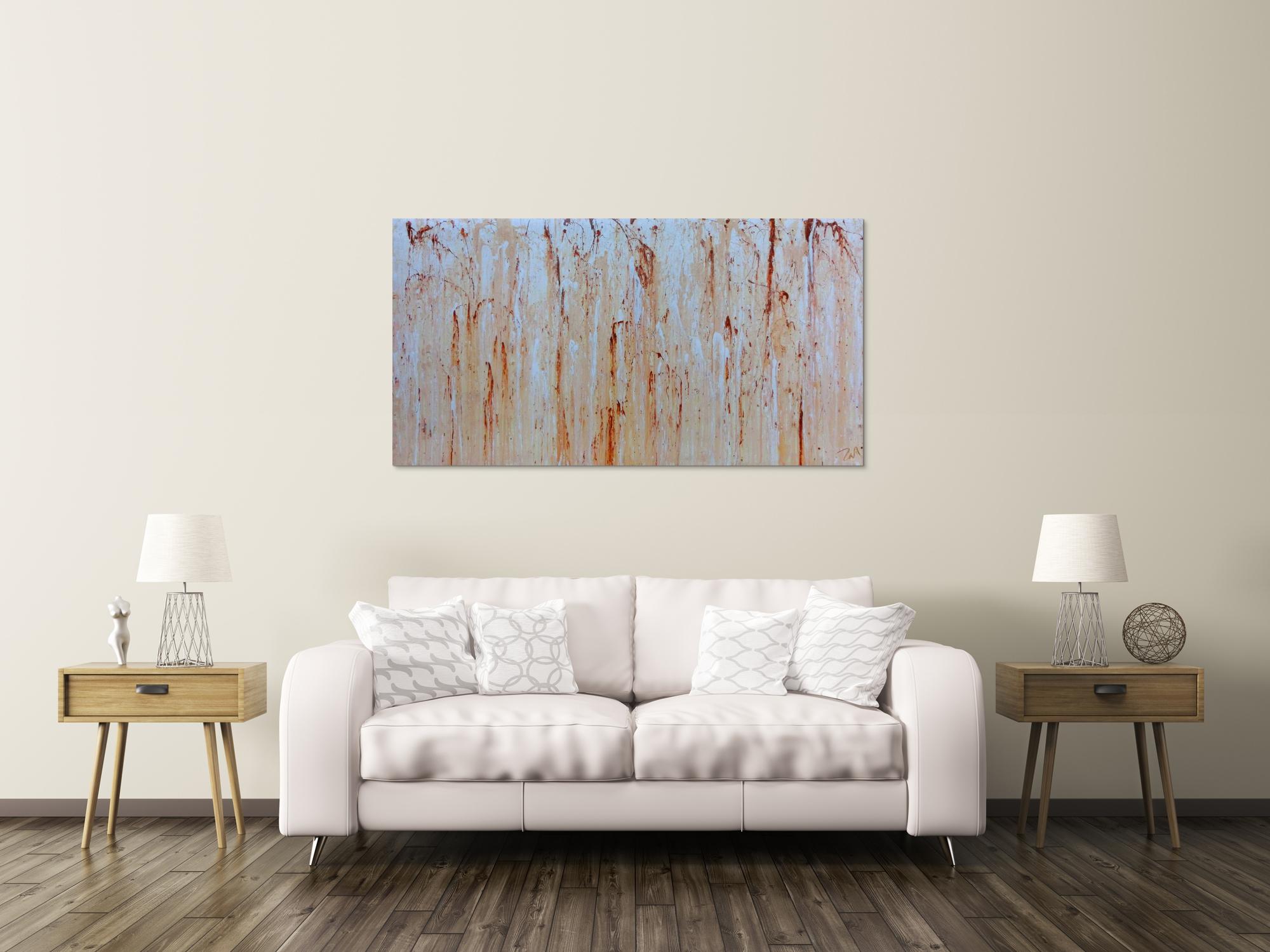 Modernes Gemälde abstrakt in beige weiß und braun