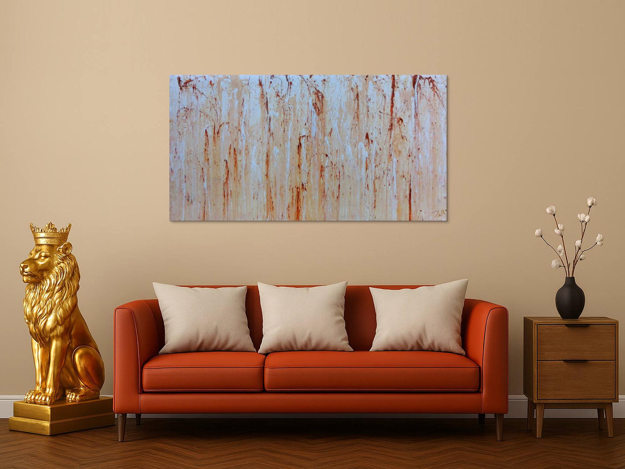 Modernes Gemälde abstrakt in beige weiß und braun