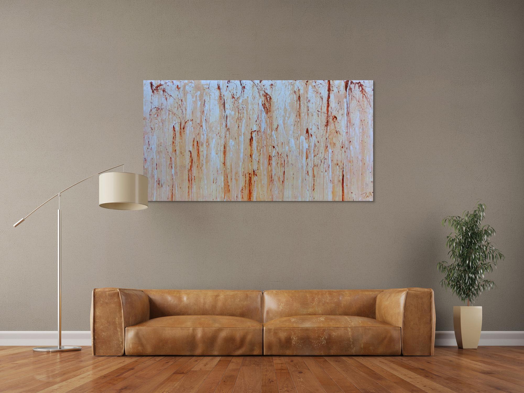 Modernes Gemälde abstrakt in beige weiß und braun