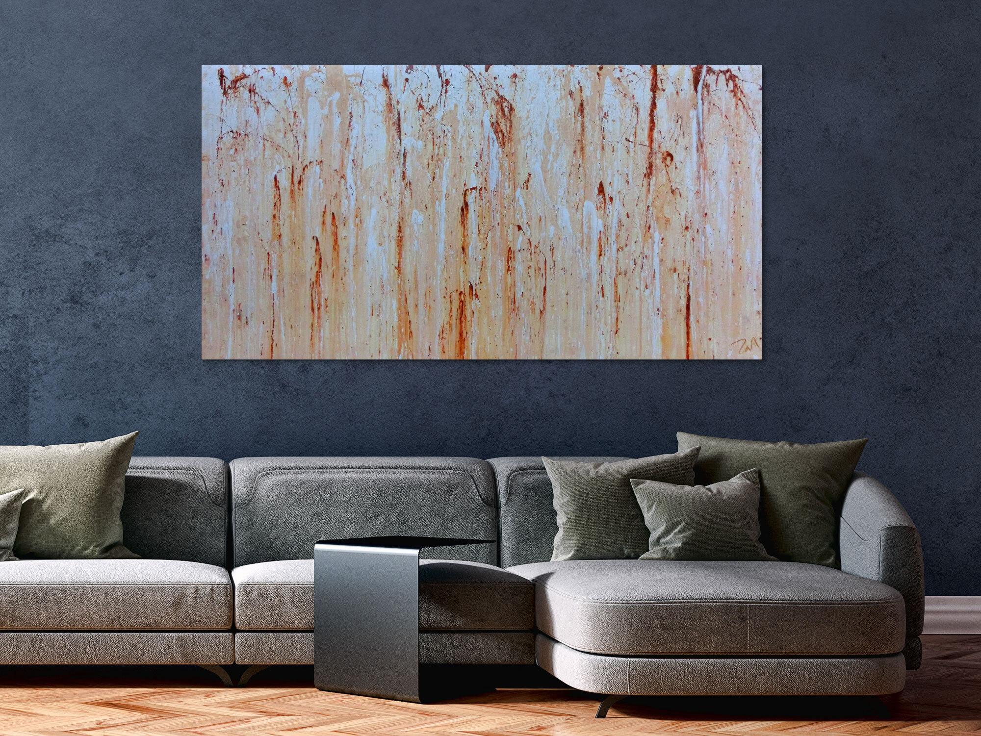 Modernes Gemälde abstrakt in beige weiß und braun