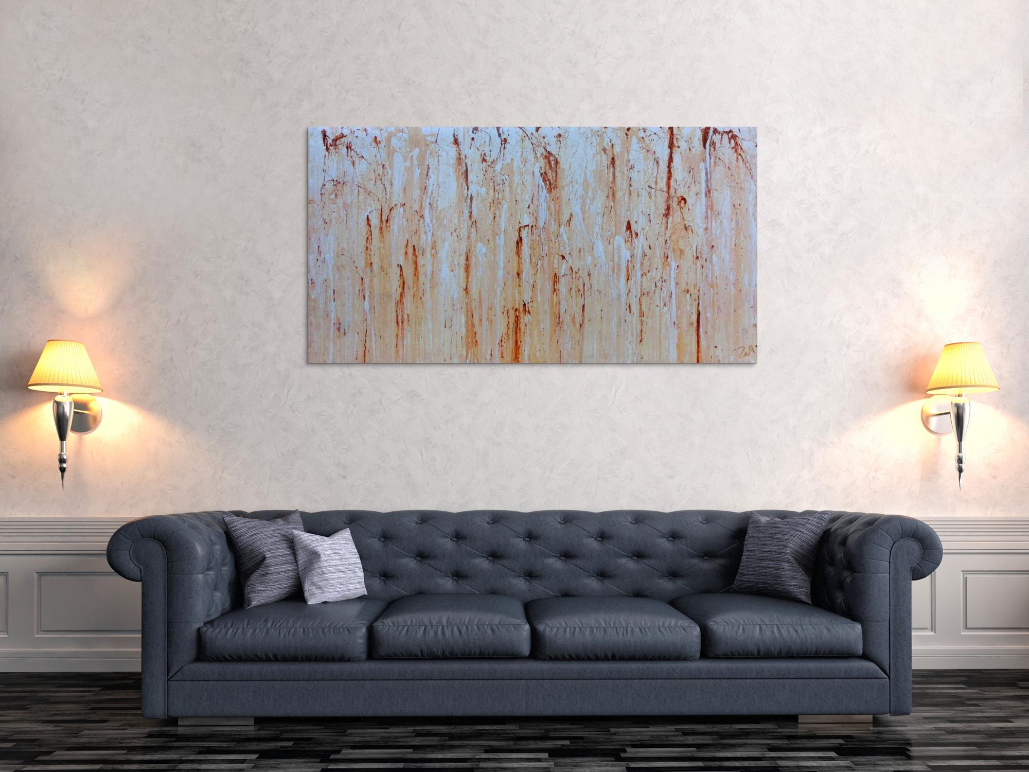 Modernes Gemälde abstrakt in beige weiß und braun