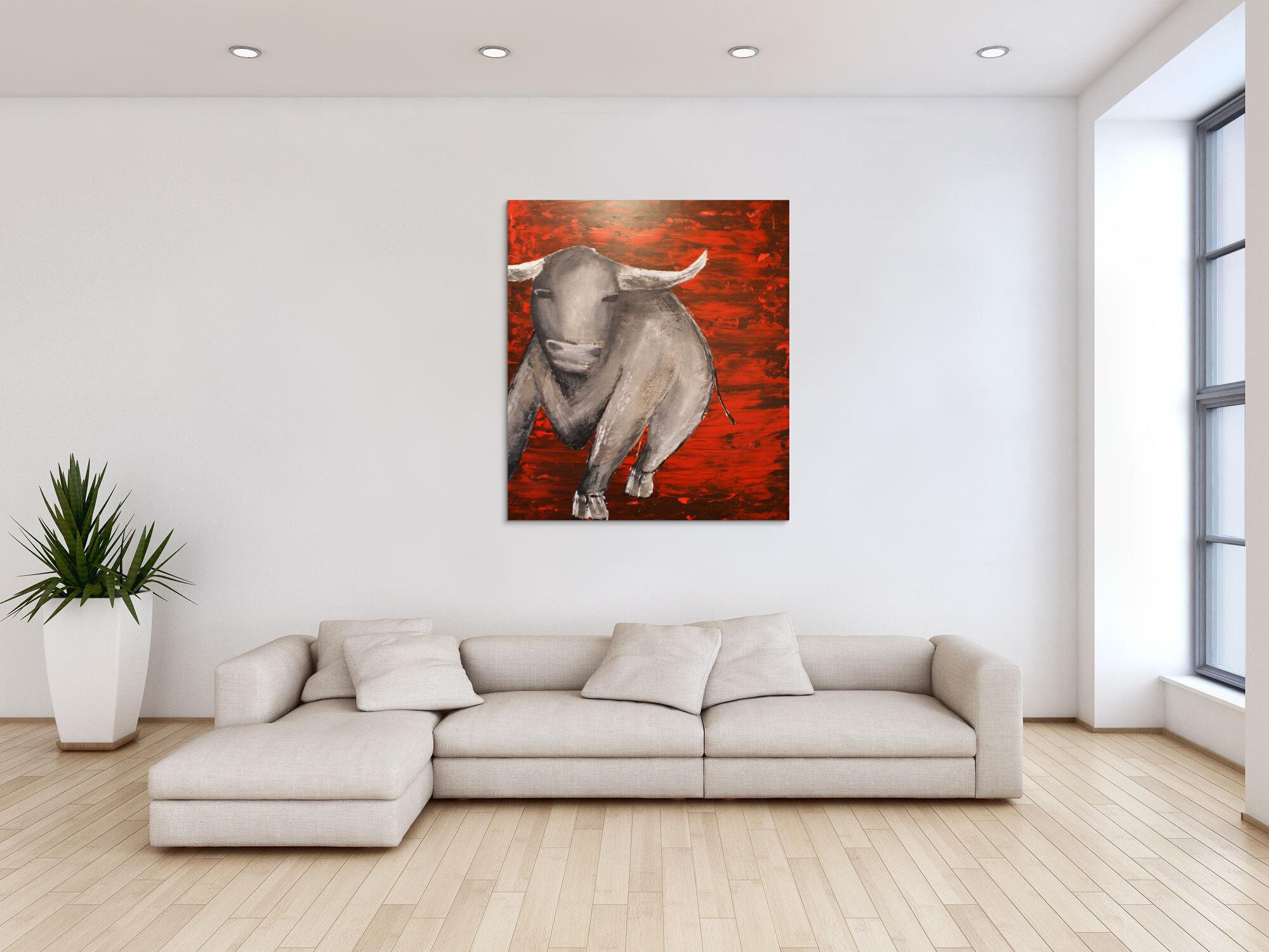 Abstraktes Acrylbild mit einem Stier