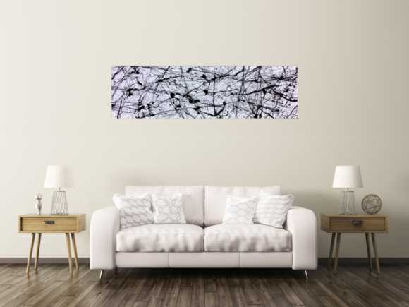 Abstraktes Acrylgemälde in schwarz weiß modern