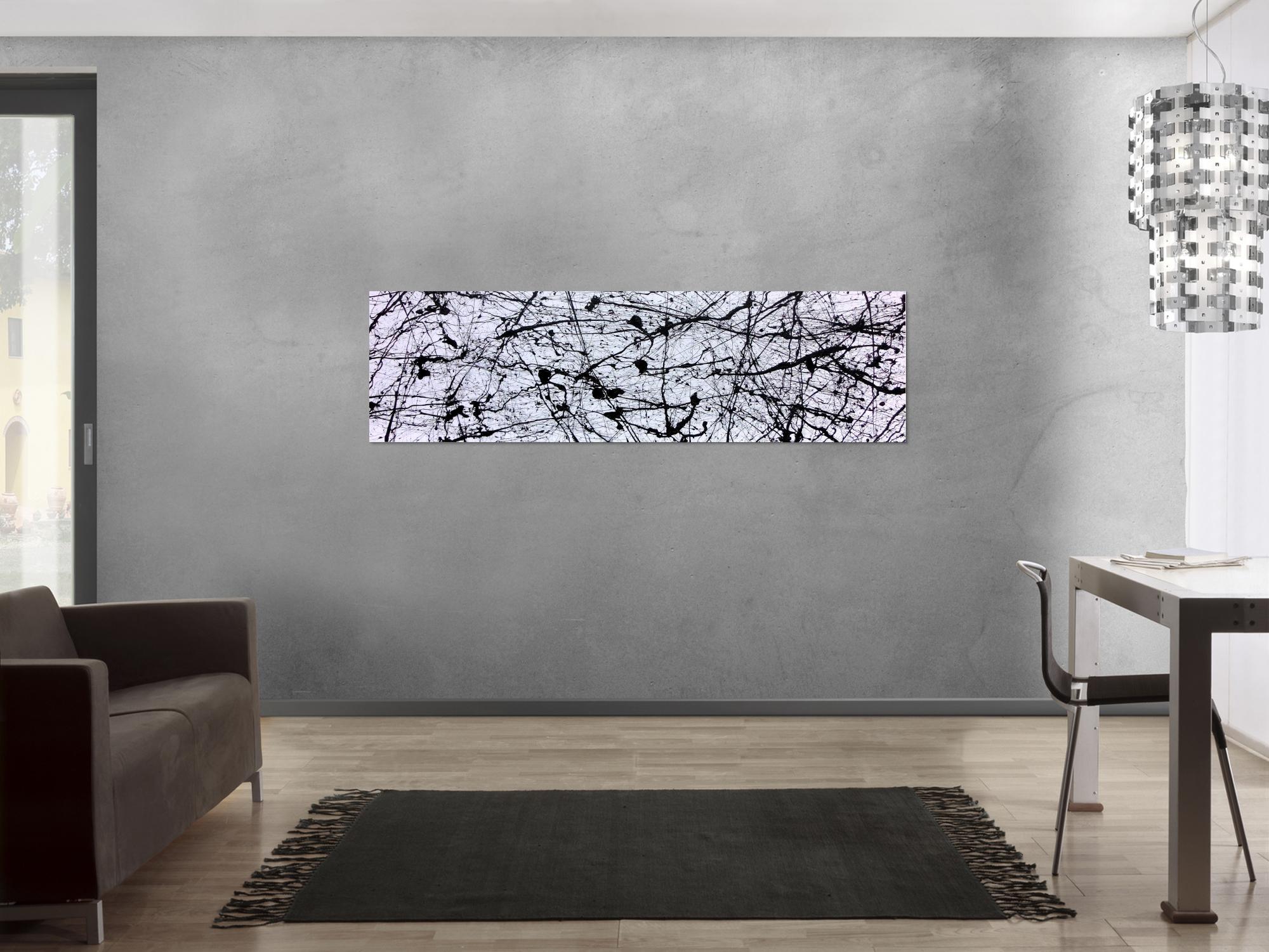 Abstraktes Acrylgemälde in schwarz weiß modern