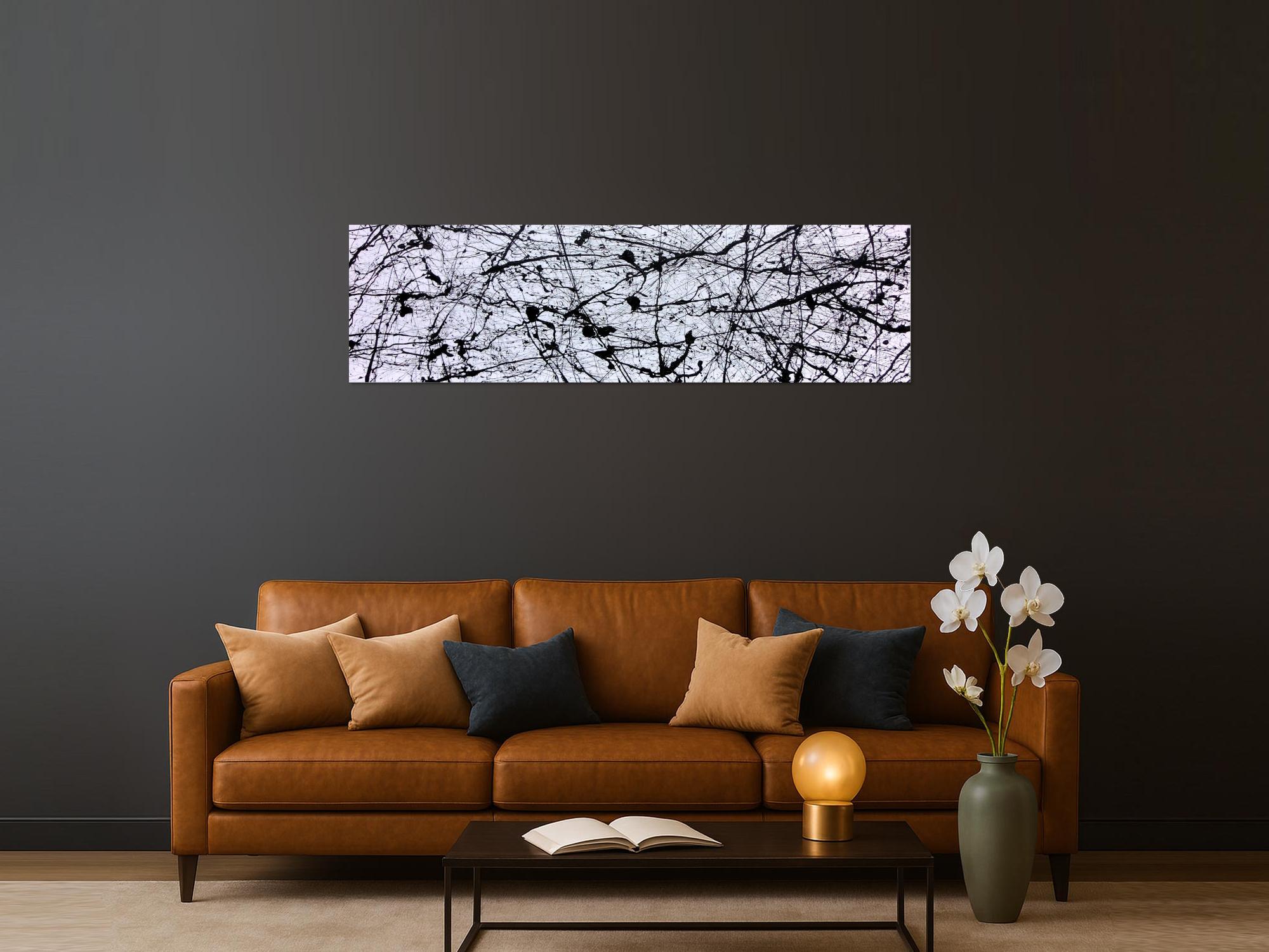 Abstraktes Acrylgemälde in schwarz weiß modern