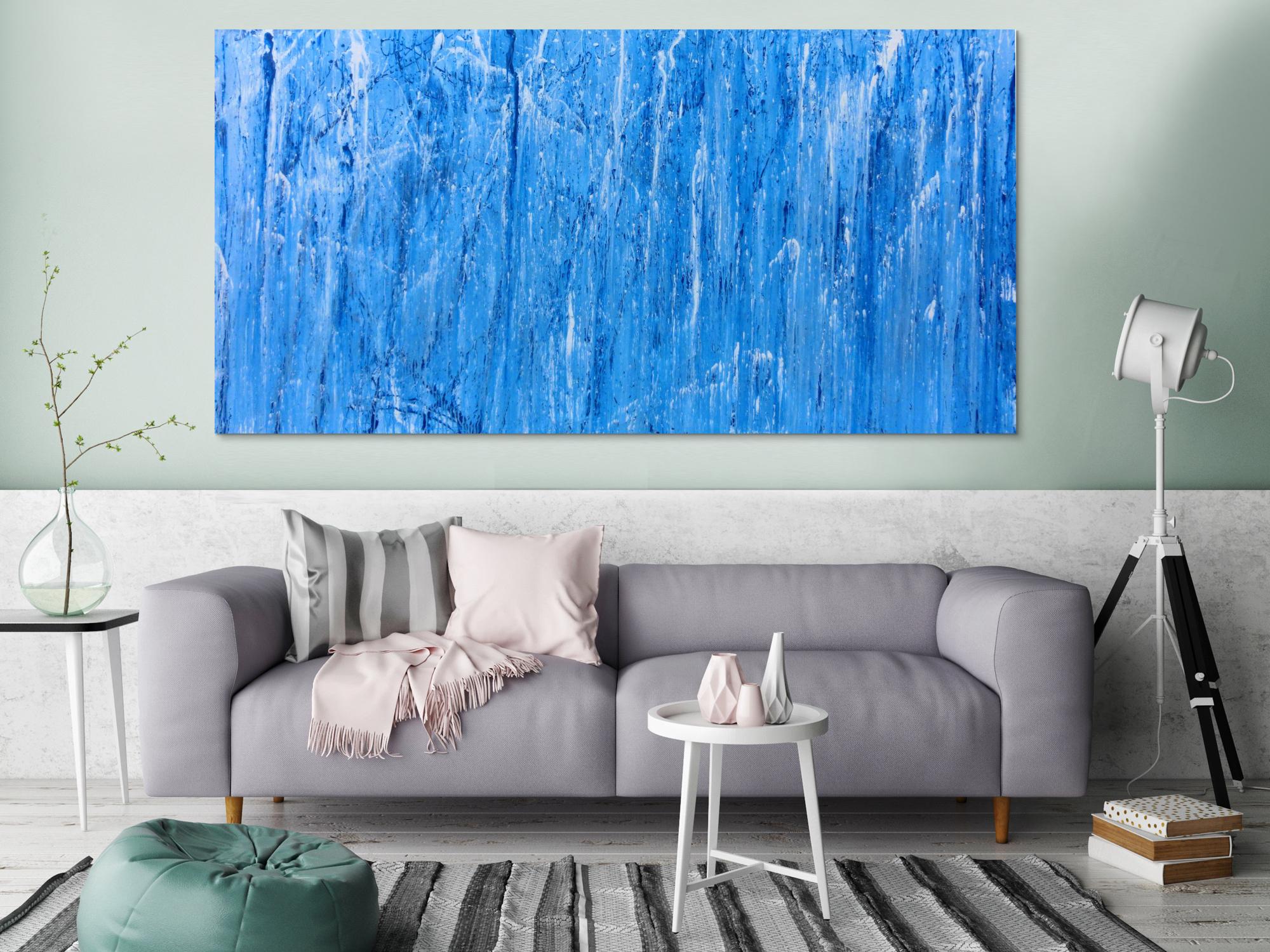 Abstraktes Acrylbild modern und schlicht in blau