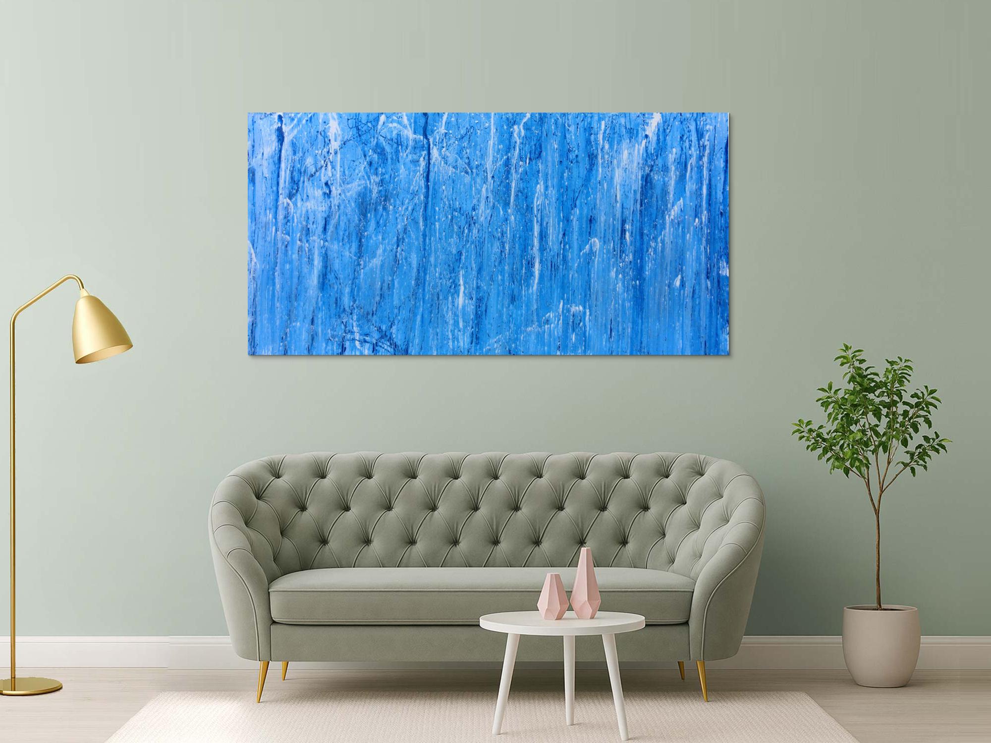 Abstraktes Acrylbild modern und schlicht in blau