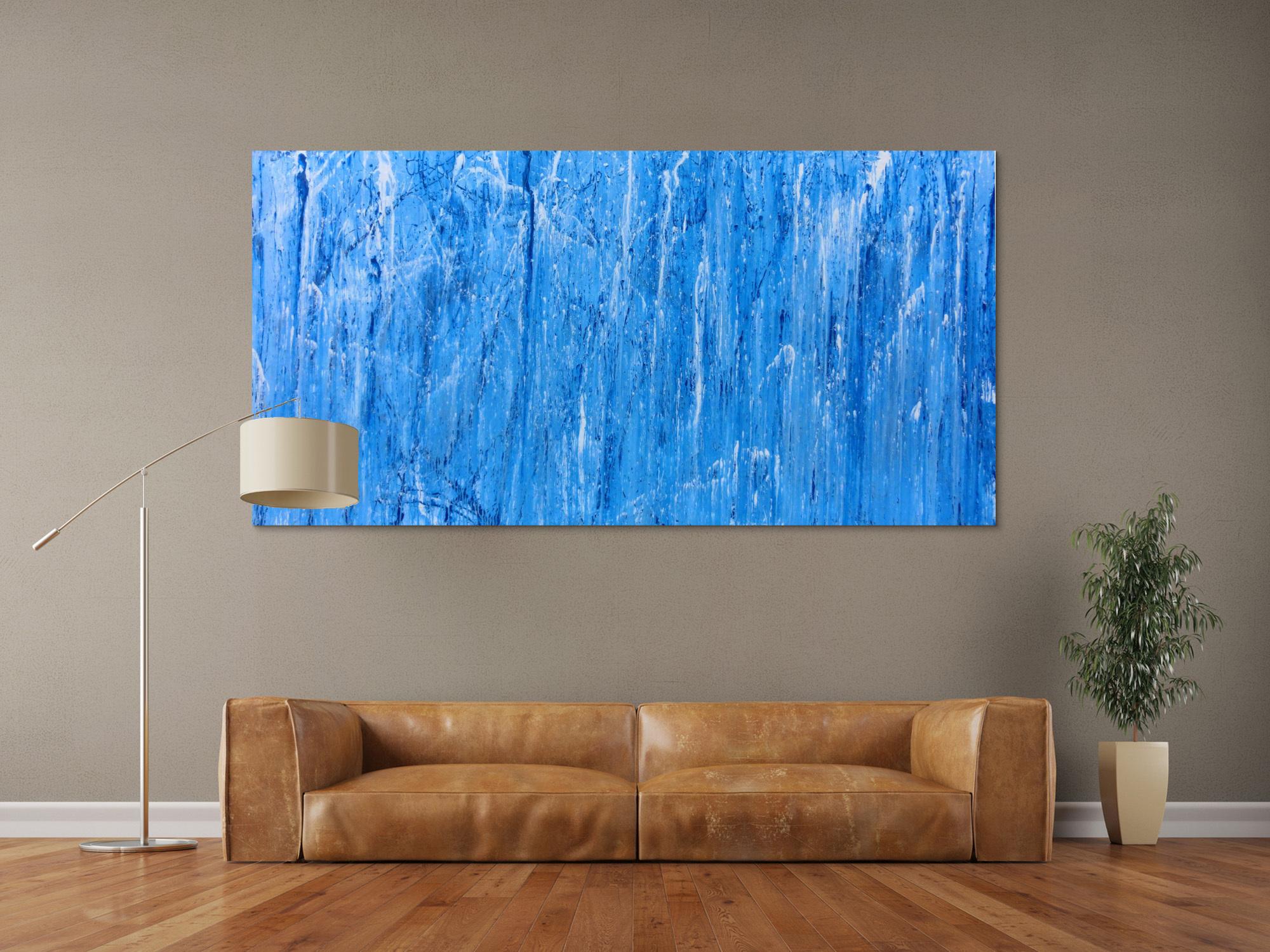 Abstraktes Acrylbild modern und schlicht in blau