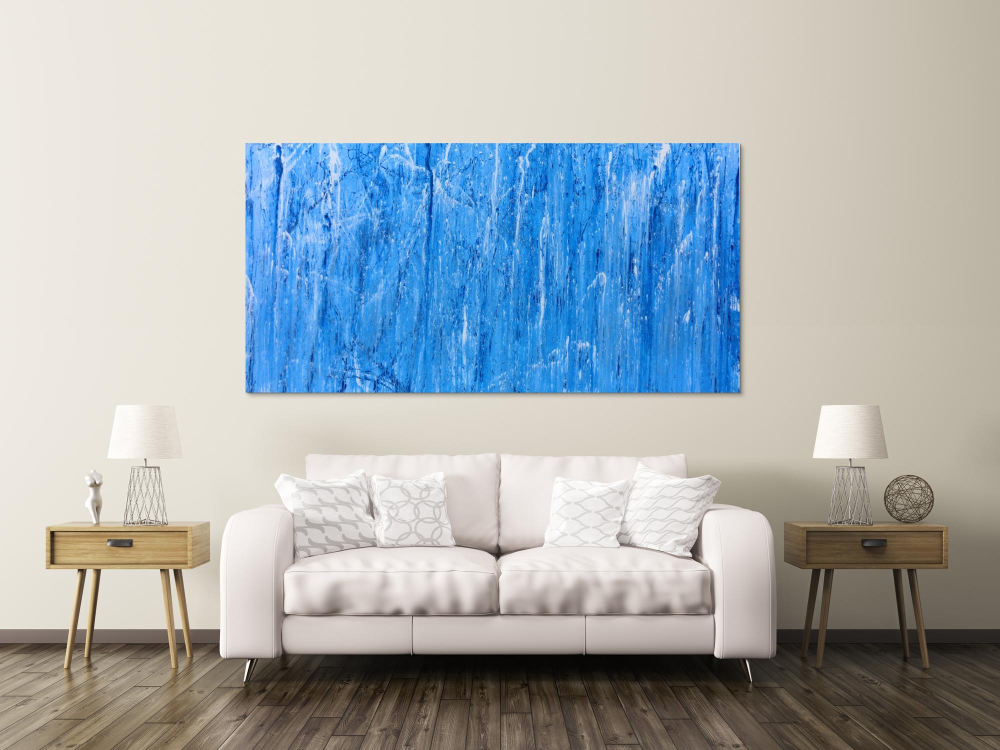 Abstraktes Acrylbild modern und schlicht in blau