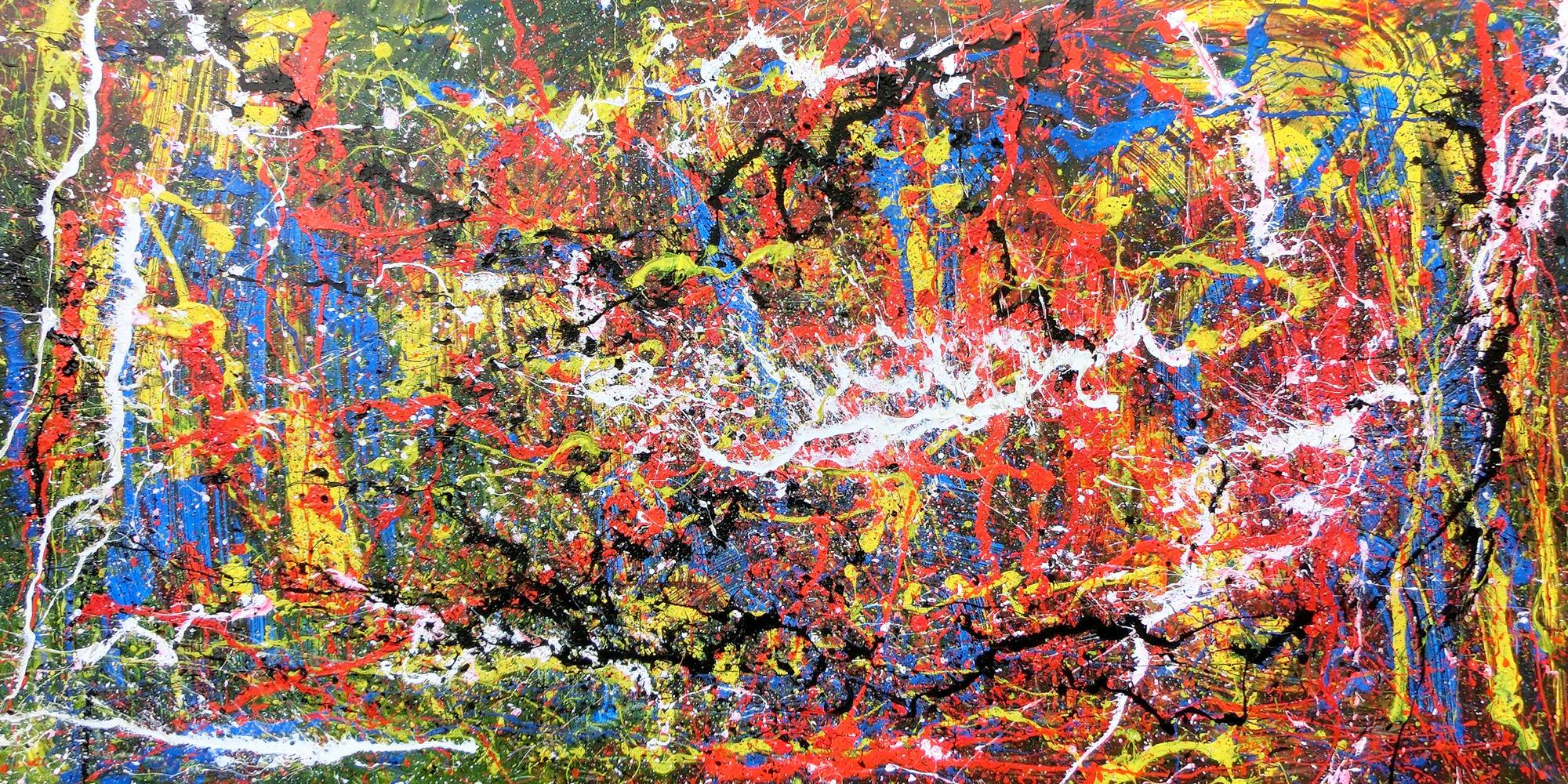 Abstraktes Acrylbild spritzer bunt modern