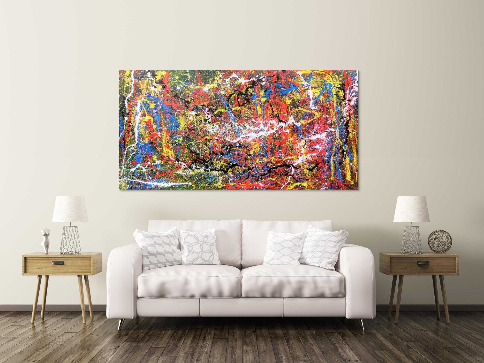 Abstraktes Acrylbild spritzer bunt modern