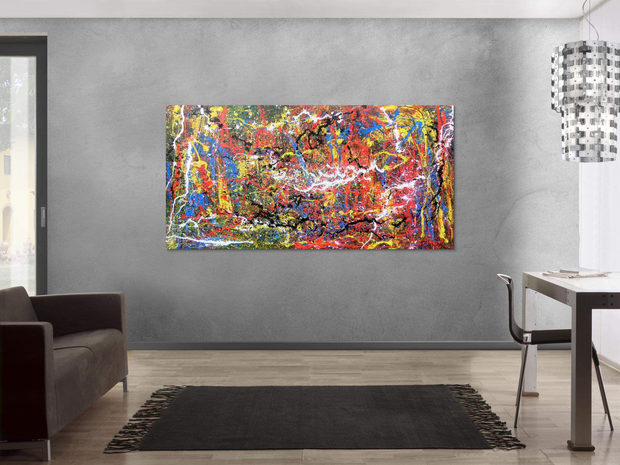 Abstraktes Acrylbild spritzer bunt modern