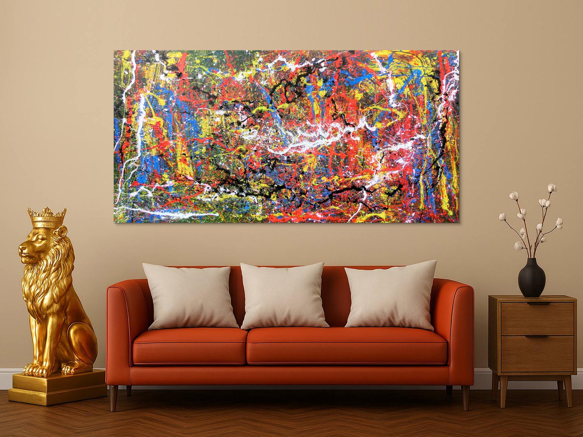 Abstraktes Acrylbild spritzer bunt modern