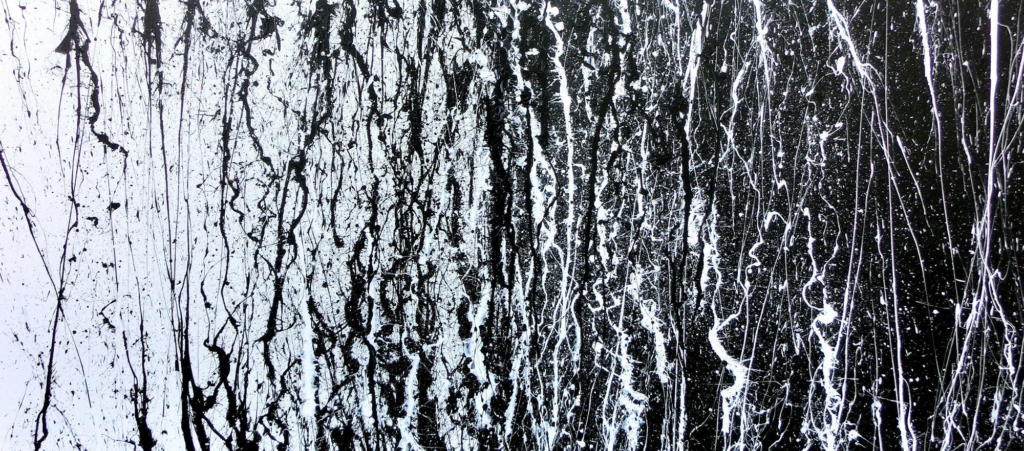 Abstraktes Acrylbild modern schwarz weiß schlicht